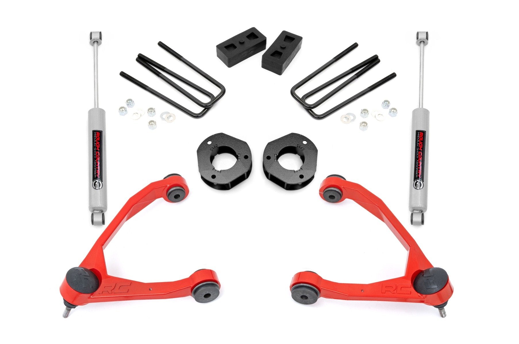 Rough Country 3.5" Lift Kit Forged UCA Cast Steel Chevy/GMC 1500 07-16 19831RED
