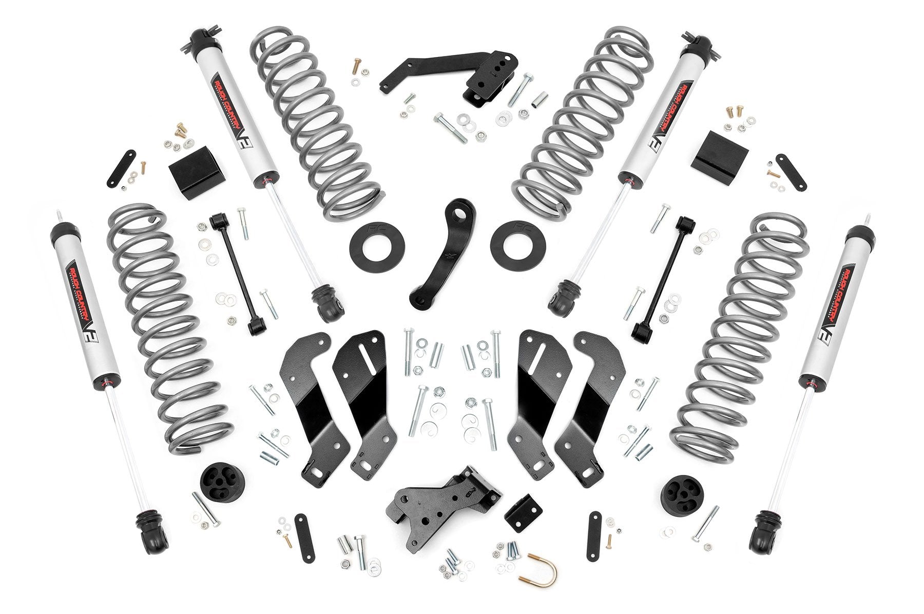 Rough Country 3.5" Lift Kit w/V2 Shocks Ctrl Arm Drop 07-18 for Wrangler JKU 69470
