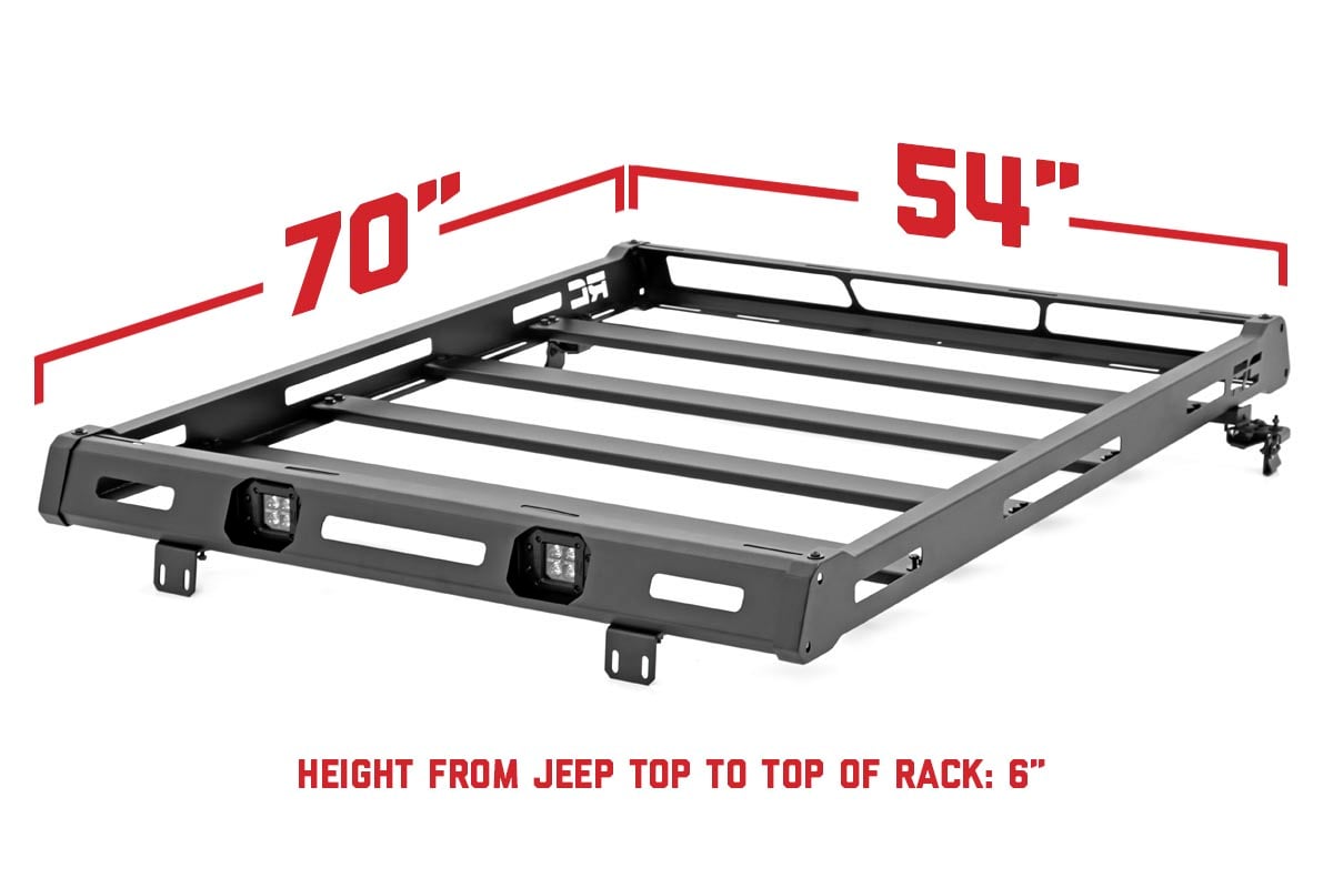 Rough Country Jeep Roof Rack System w/Black-Series LED Lights 07-18 JK 10615