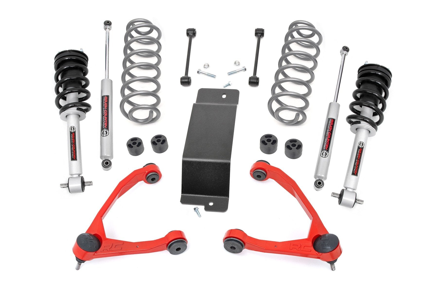 Rough Country 3.5" Lift Kit N3 Struts Forged UCAs RED Chevy/GMC SUV 1500 07-20 19332RED