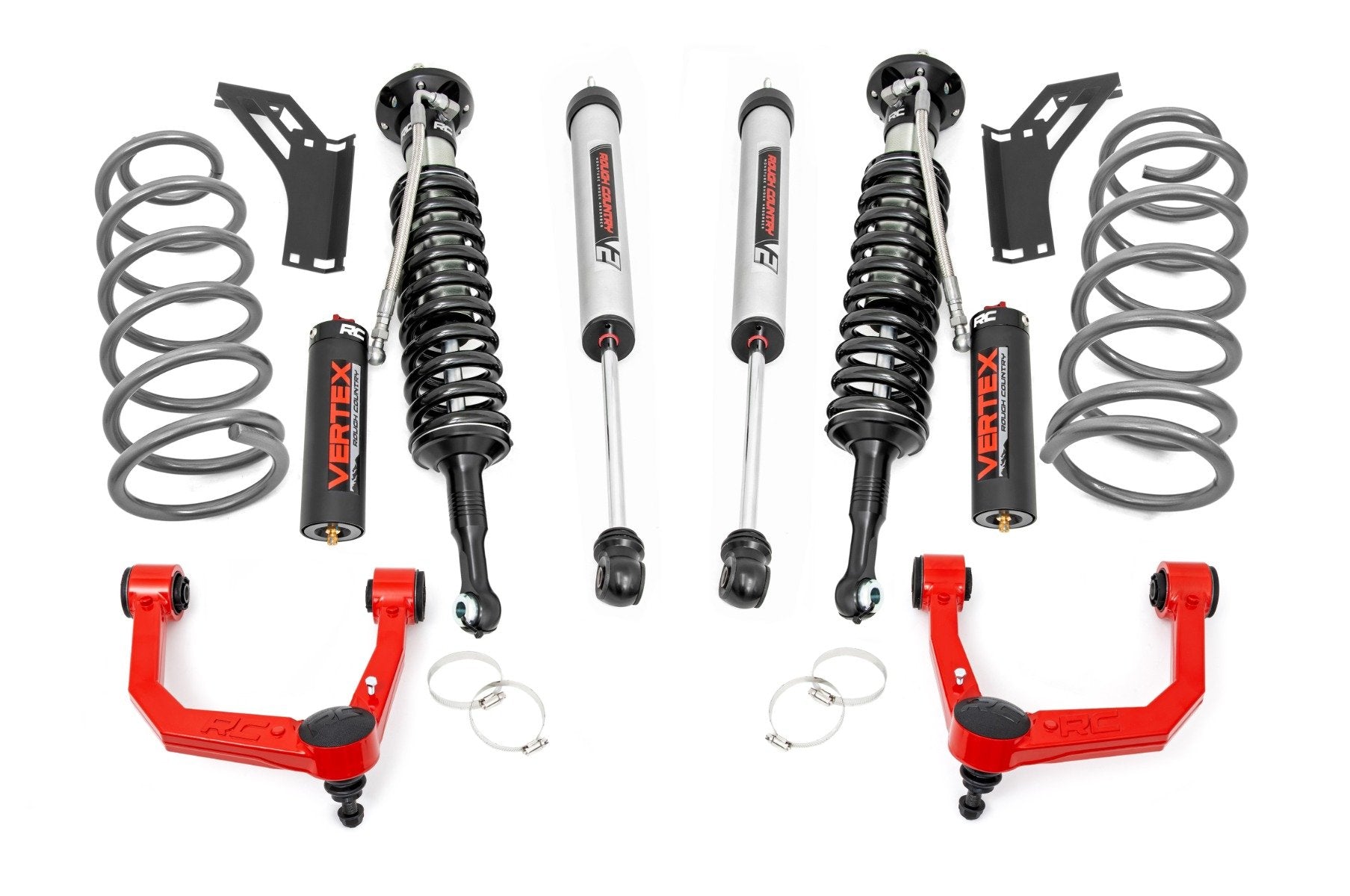 Rough Country 3" Lift Kit Upper Arms RR Coils Vertex/V2 for Toyota 4Runner 10-24 76658RED