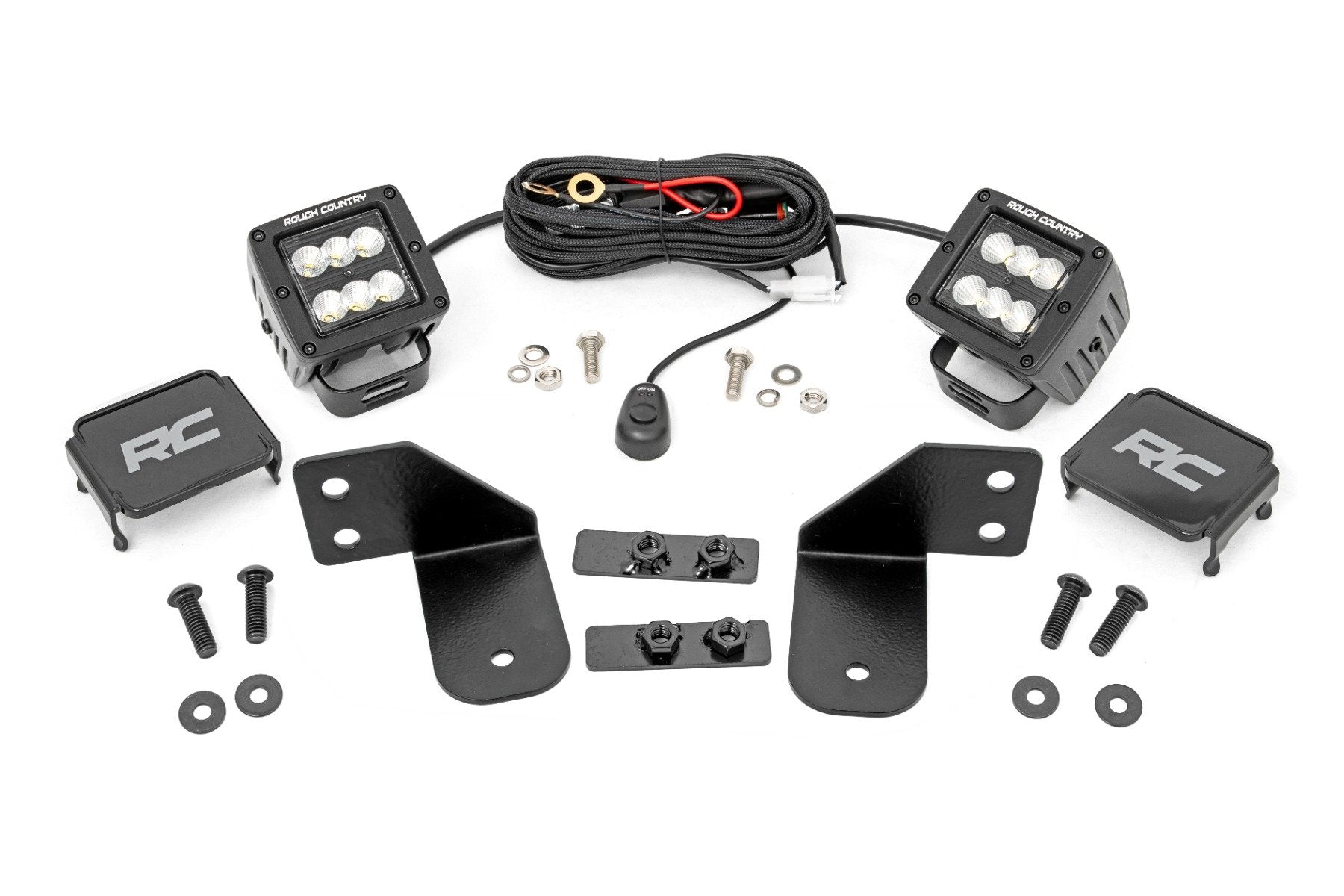 Rough Country LED Light Polaris Ranger 13-21 work light 2" Black Flood Pair 93145