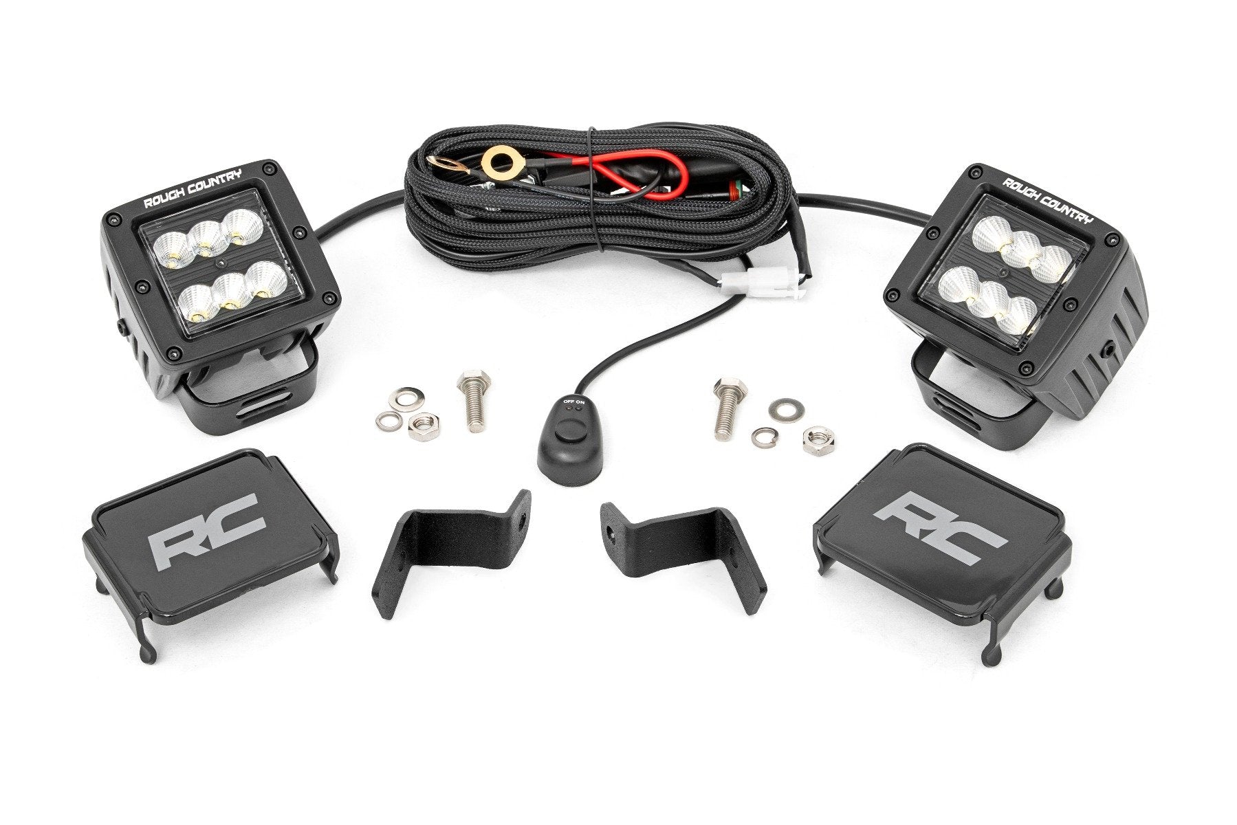 Rough Country Ford 2" LED Lower Windshield Flood Beam Ditch Kit 15-21 F-150 71029