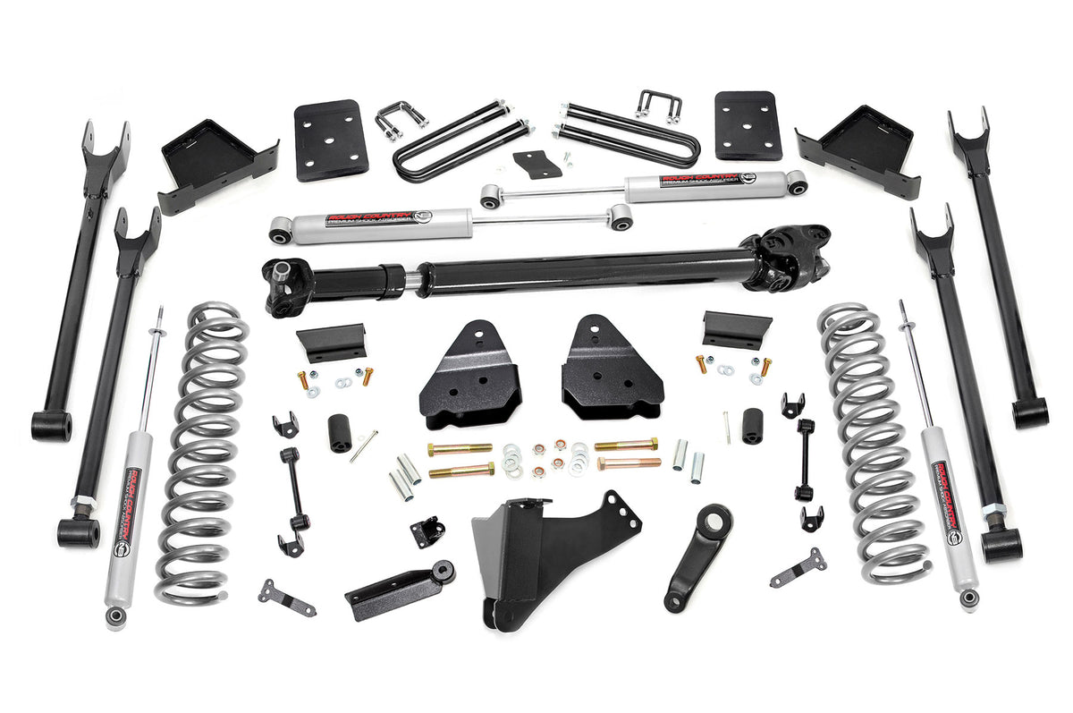 Rough Country 6" 4-Link Lift Kit w/ Front Driveshaft for Ford F250/350 17-22 4wd Diesel 56021