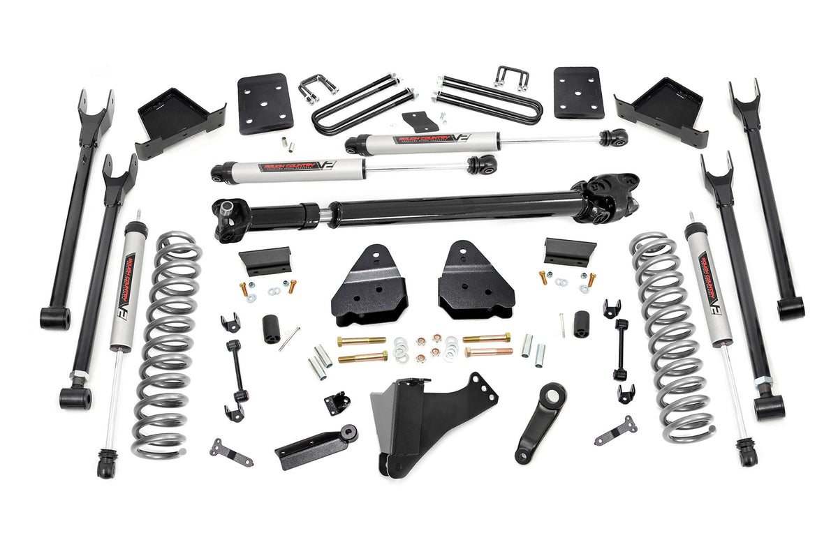 Rough Country 6" 4-Link Lift Kit w/ Front Driveshaft for Ford F250/350 17-22 4wd Diesel 56021