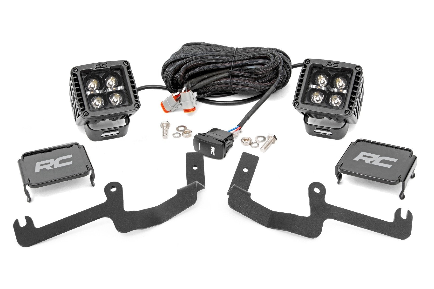 Rough Country Chevy 2" LED Windshield Kit Black Series White DRL 19-20 Silverado 70843