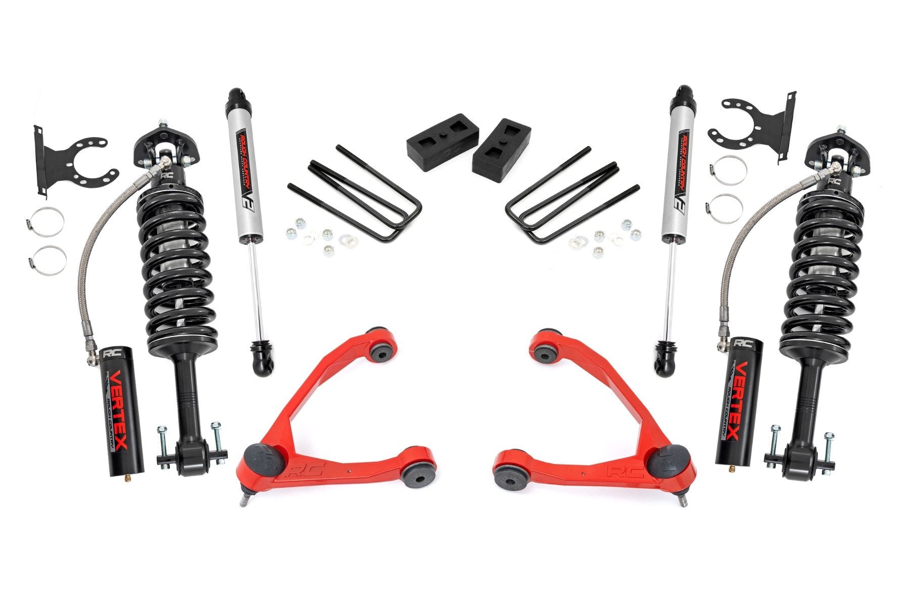 Rough Country 3.5" Lift Kit for Chevy/GMC 1500 07-13 w/UCA Cast Steel Vertex/V2 19857RED