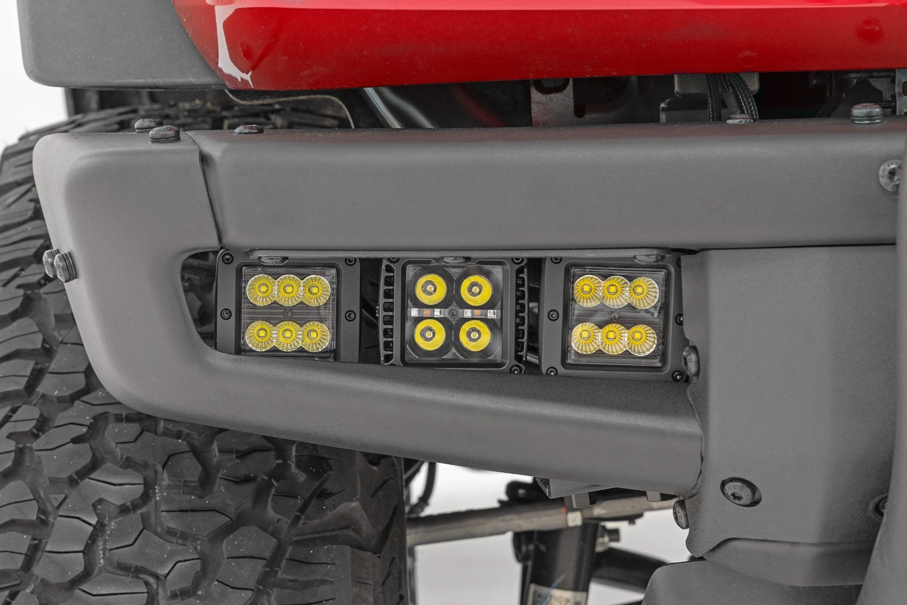 Rough Country LED Light Fog Mount Triple 2" Black Pr Spot Ford Bronco 21-22 51085