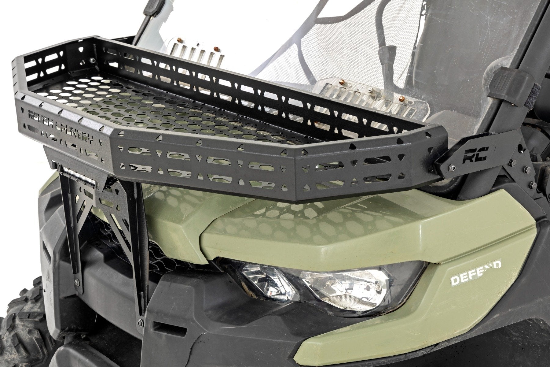 Rough Country Front Cargo Rack Black LED 6" Light Can-Am Defender 97074
