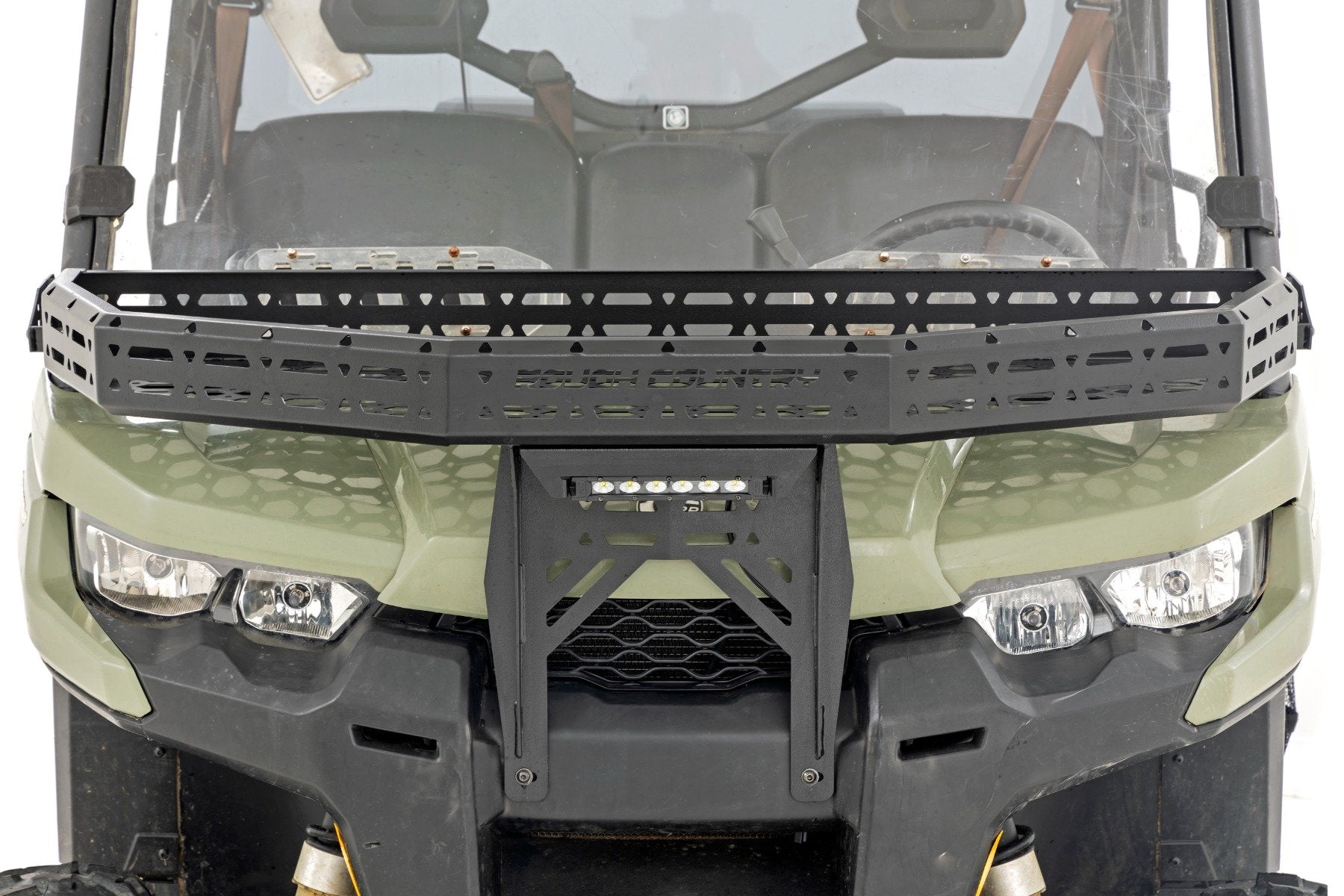 Rough Country Front Cargo Rack Black LED 6" Light Can-Am Defender 97074
