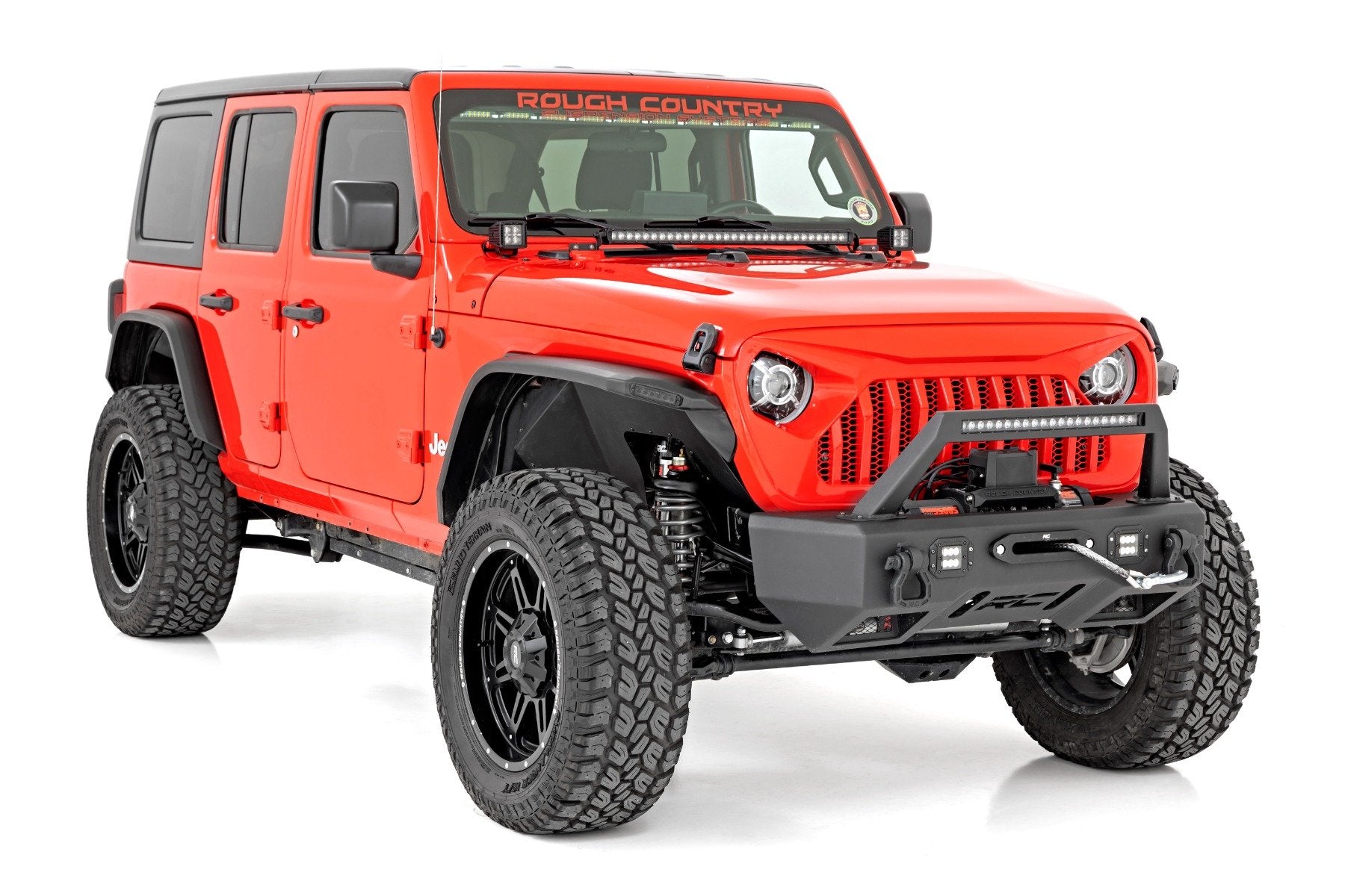Rough Country Flat Fender Flare Kit Jeep Wranger JL 18-23 w/ LED UV Treated 99036