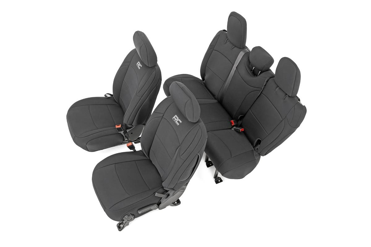 Rough Country Neoprene Seat Cover Set Black 18-20 Wrangler JL Unlimited 91010