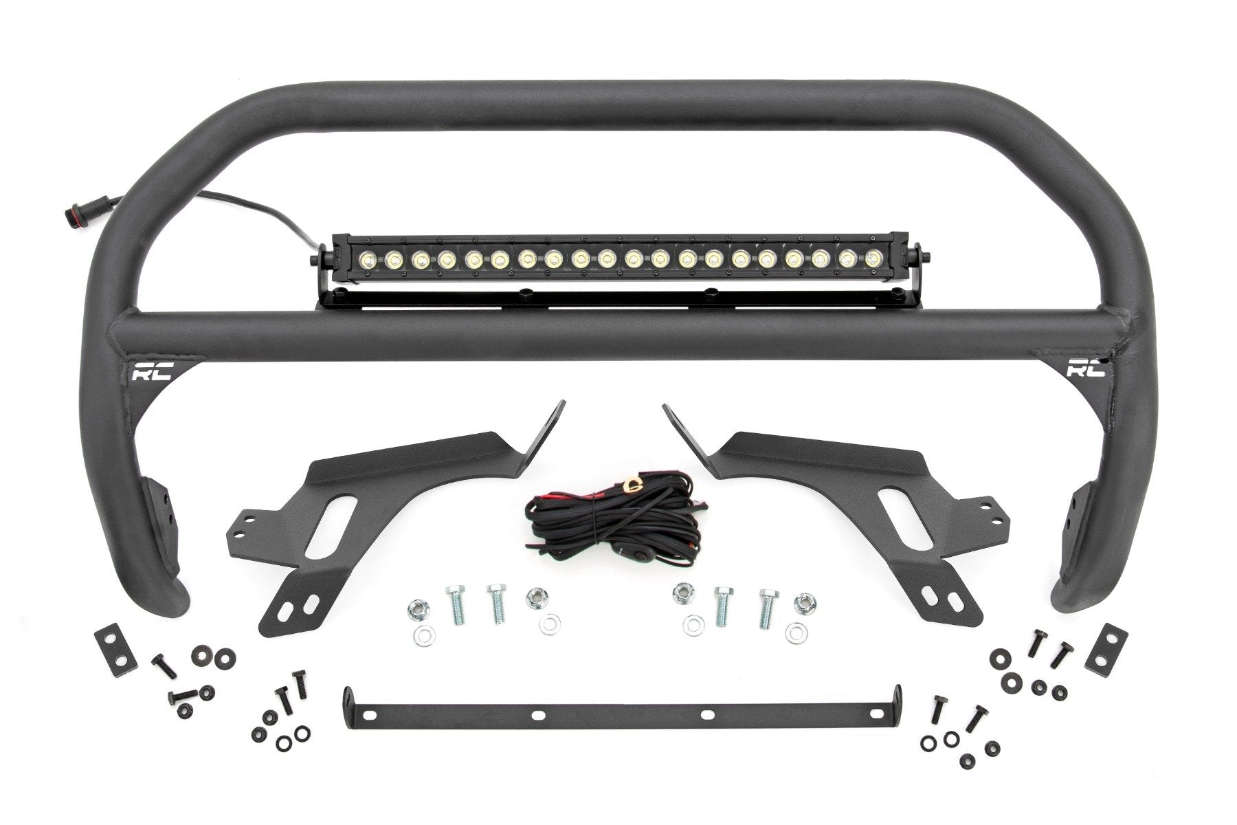 Rough Country Nudge Bar w/ Tow Hooks 20" BLK DRL LED for Ford Bronco Sport 21-24 51156