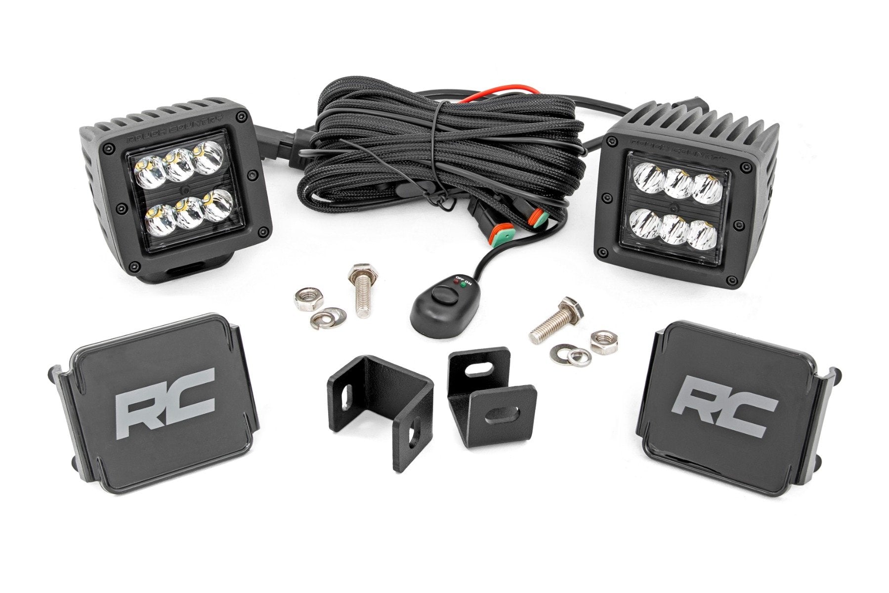 Rough Country LED Light Ditch Mount 2" Black Pair Spot Toyota Tundra 2022 71071