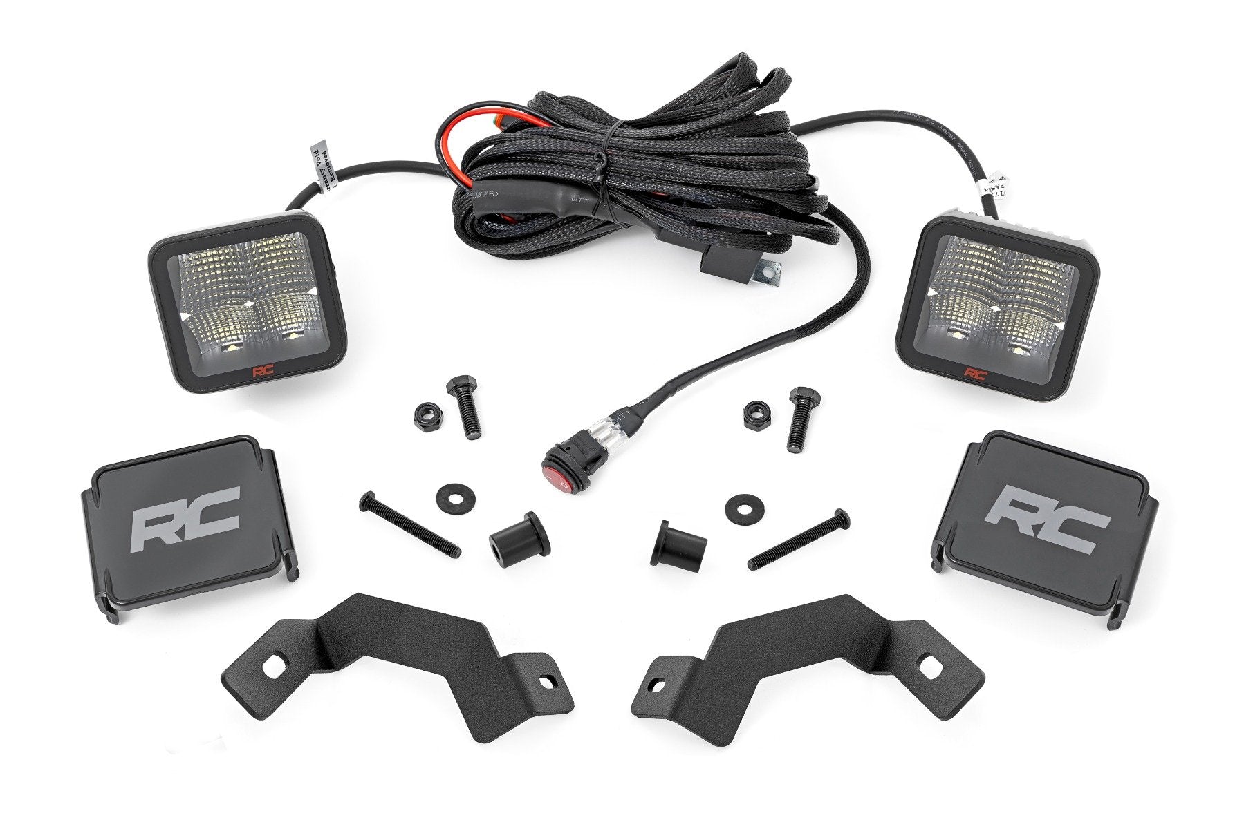 Rough Country LED Light Kit Ditch Mount 2" Spectrum Pair Spot for Toyota Land Cruiser 24-25 72118
