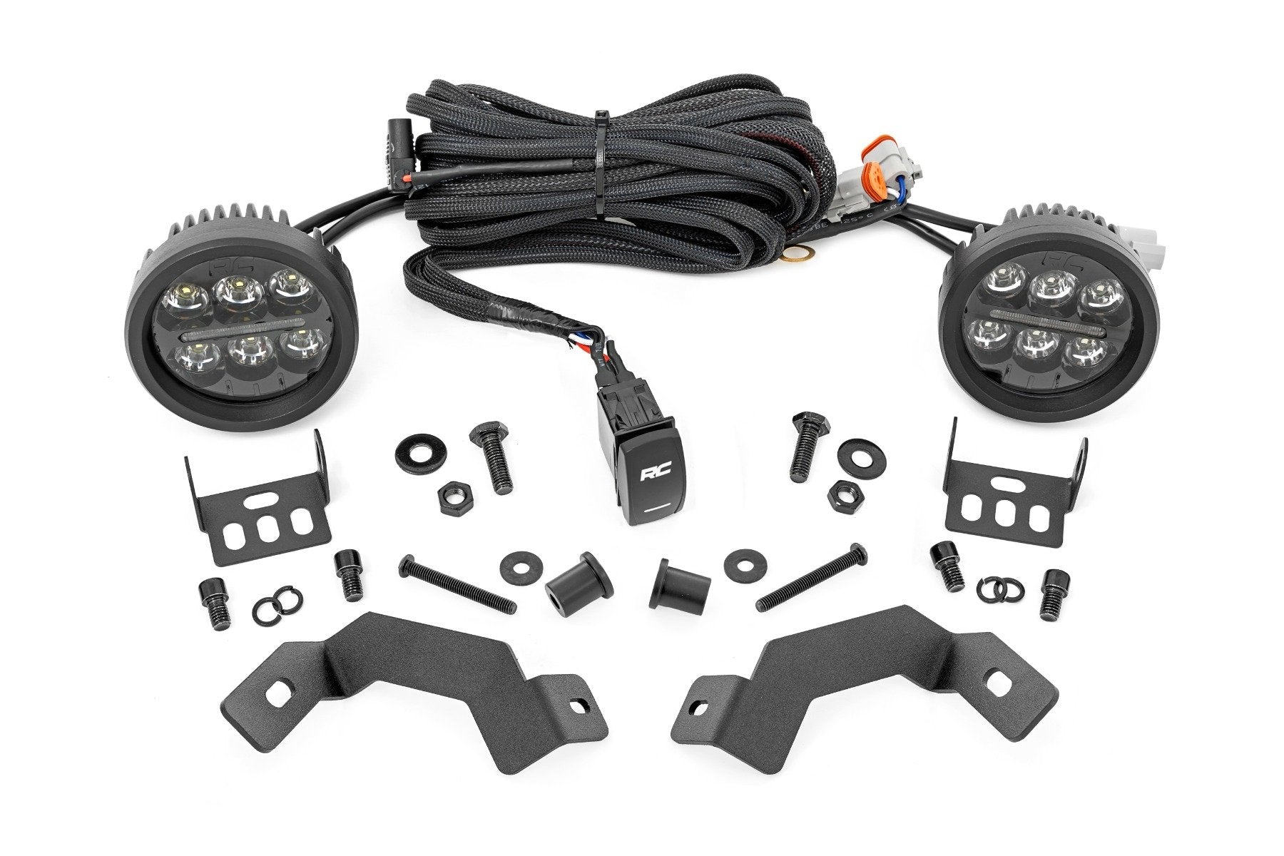 Rough Country LED Light Ditch Mounts Black Series 3.5" Amber DRL for Toyota Land Cruiser 2024 72117