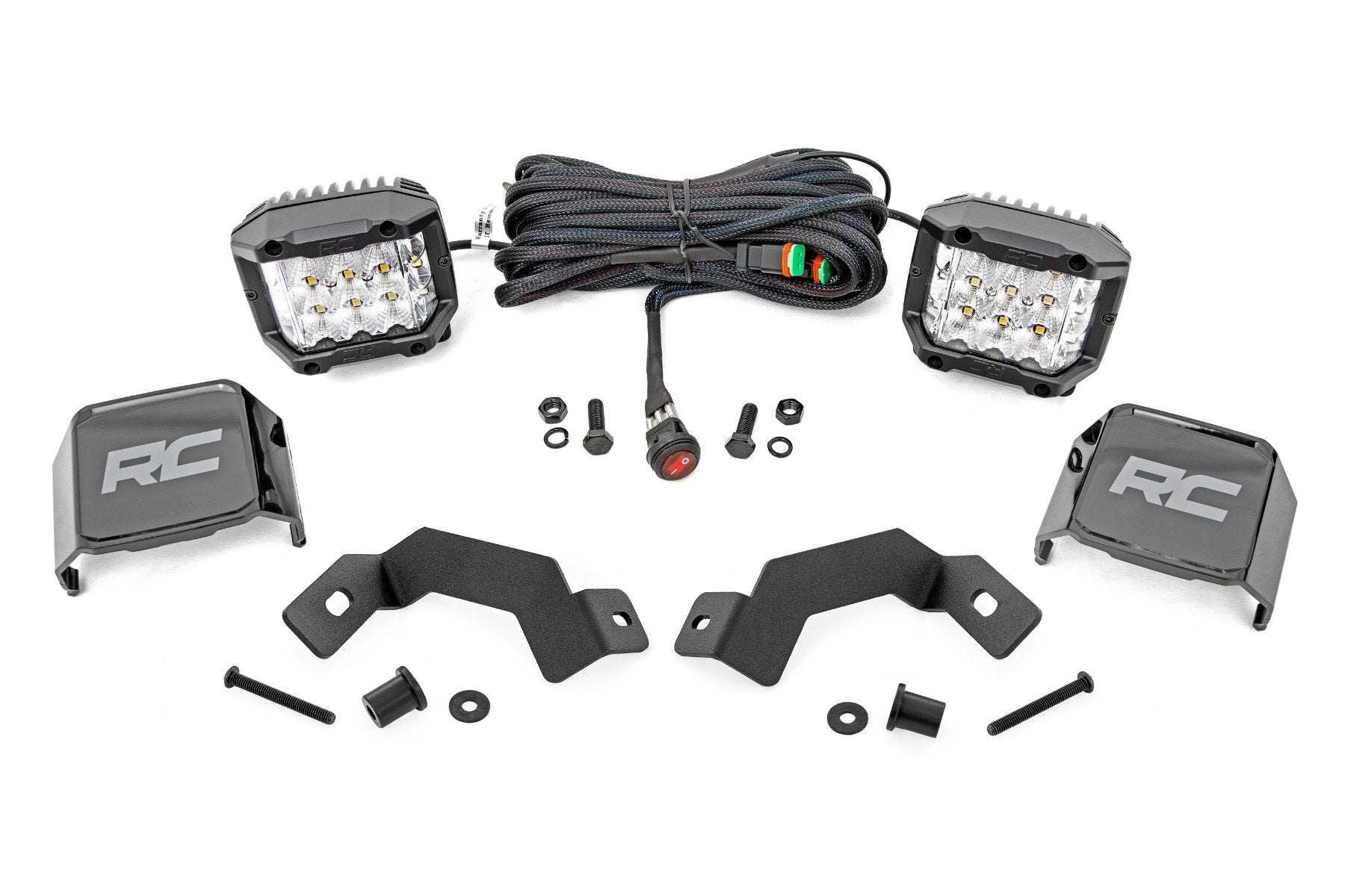 Rough Country LED Light Kit Ditch Mount 3" OSRAM Wide for Toyota Land Cruiser 24-25 72116