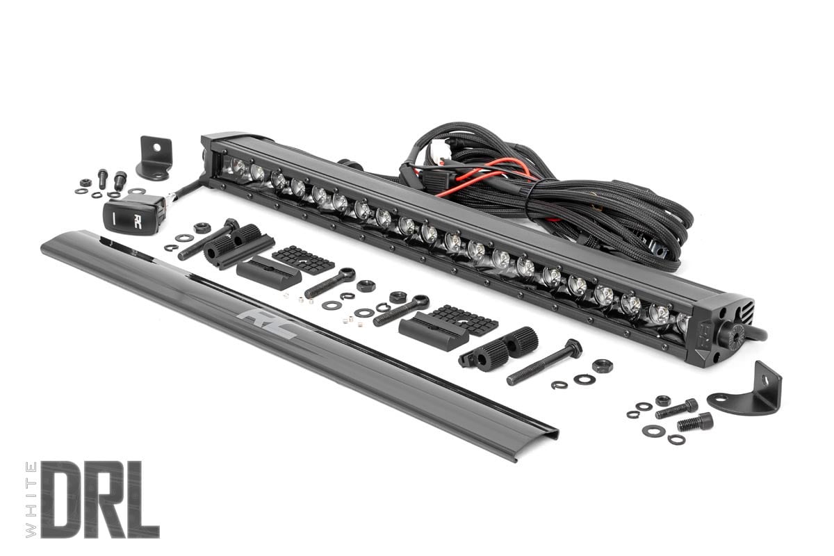 Rough Country Black Series LED Light Bar Amber DRL 20" Single Row 70720BLDRLA