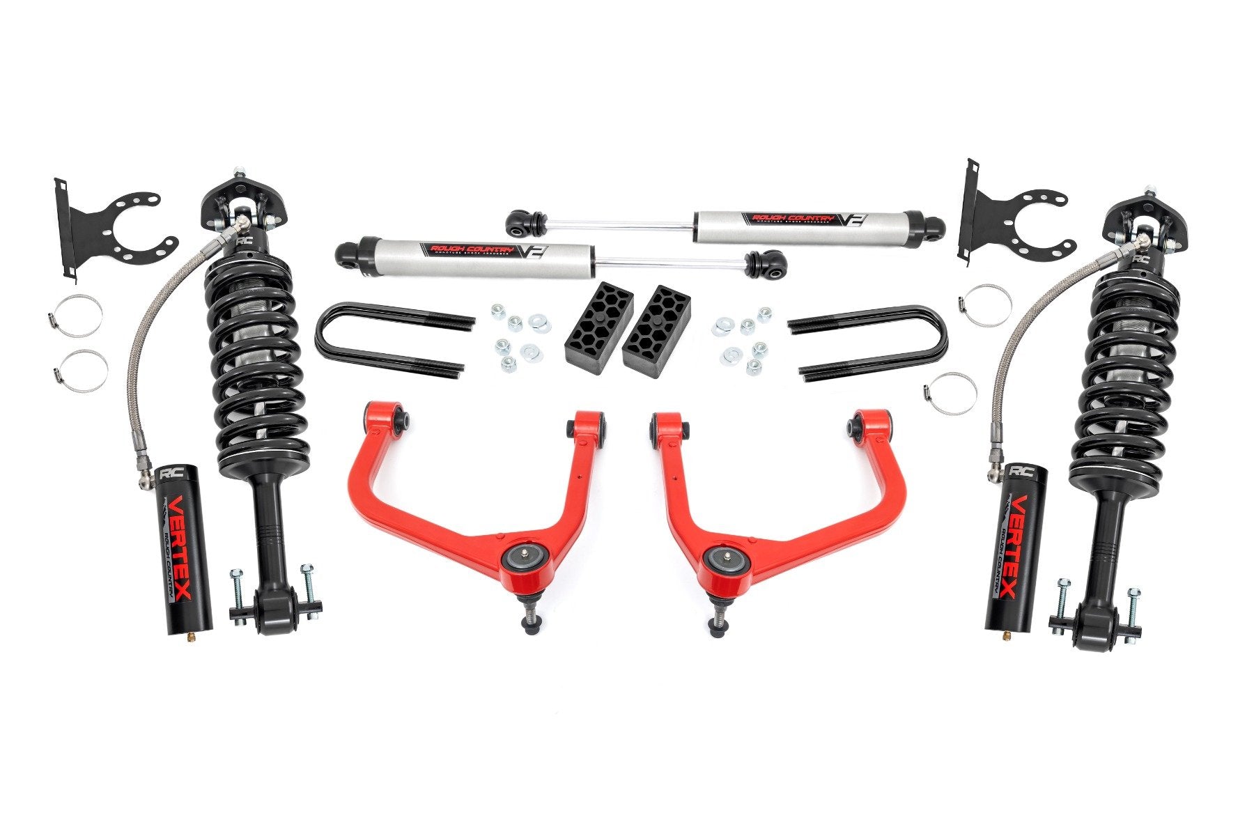 Rough Country 3.5" Lift Kit Vertex/V2 Rear Mono Leaf Chevy Silverado 1500 22-25 28257RED