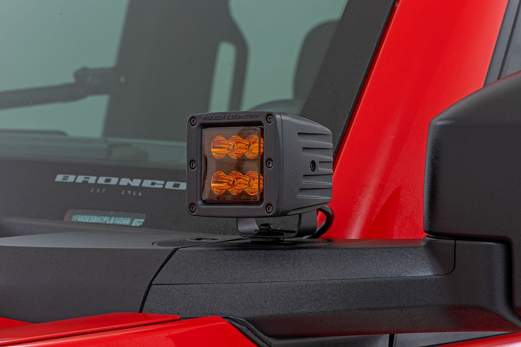 Rough Country 2" Black Series LED Light Pods Spot Amber Square 70903A