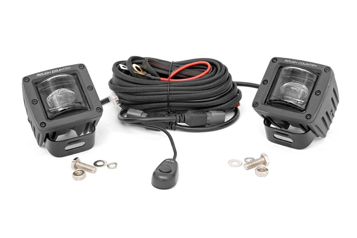 Rough Country Black Series LED Light Pair 2 Inch SAE Fog - 70907