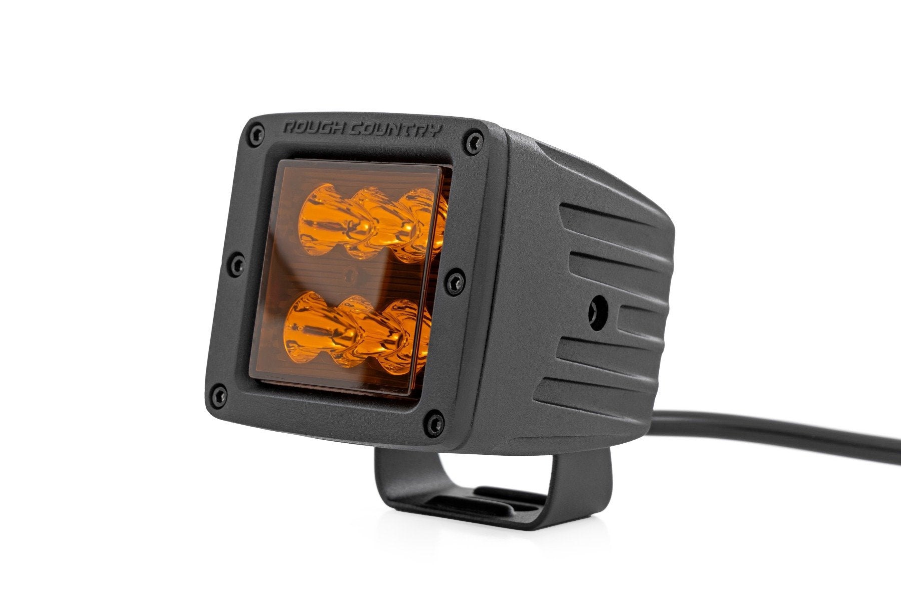 Rough Country 2" Black Series LED Light Pods Spot Amber Square 70903A