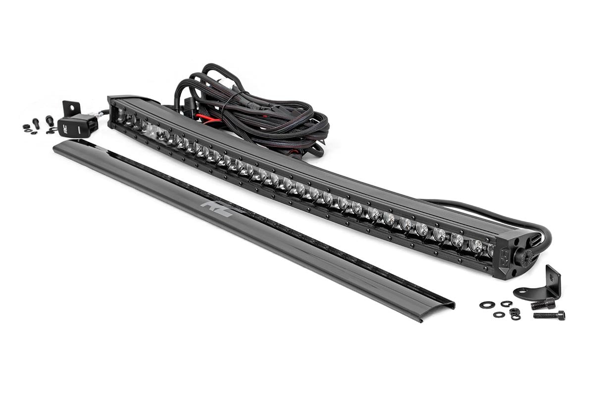 Rough Country 30" Curved Cree LED Light Bar-Single Row Blk Series Cool White DRL 72730BLDRL