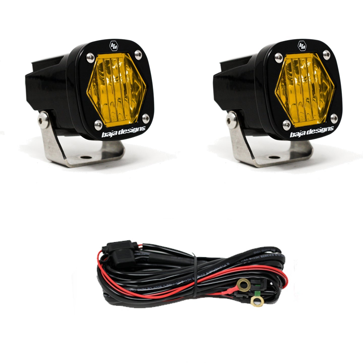 S1 Amber Wide Cornering LED Light with Mounting Bracket Pair -1