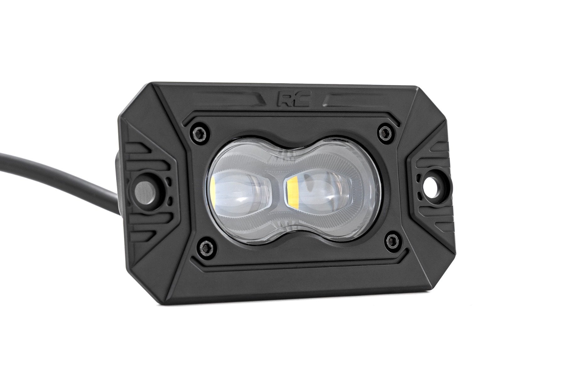 Rough Country 3x1.75" Black Series | Yellow | LED Slim Aux | SAE Fog | Flush Mount | Pair