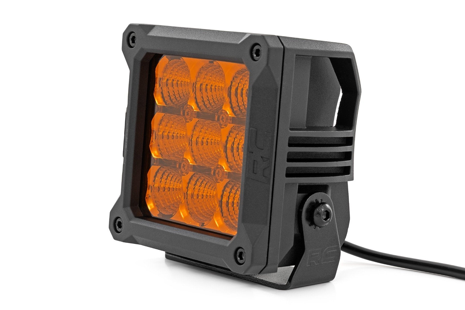Rough Country 4" Chrome Series LED Amber Light Pods Square Amber DRL Pair 70905ADRL