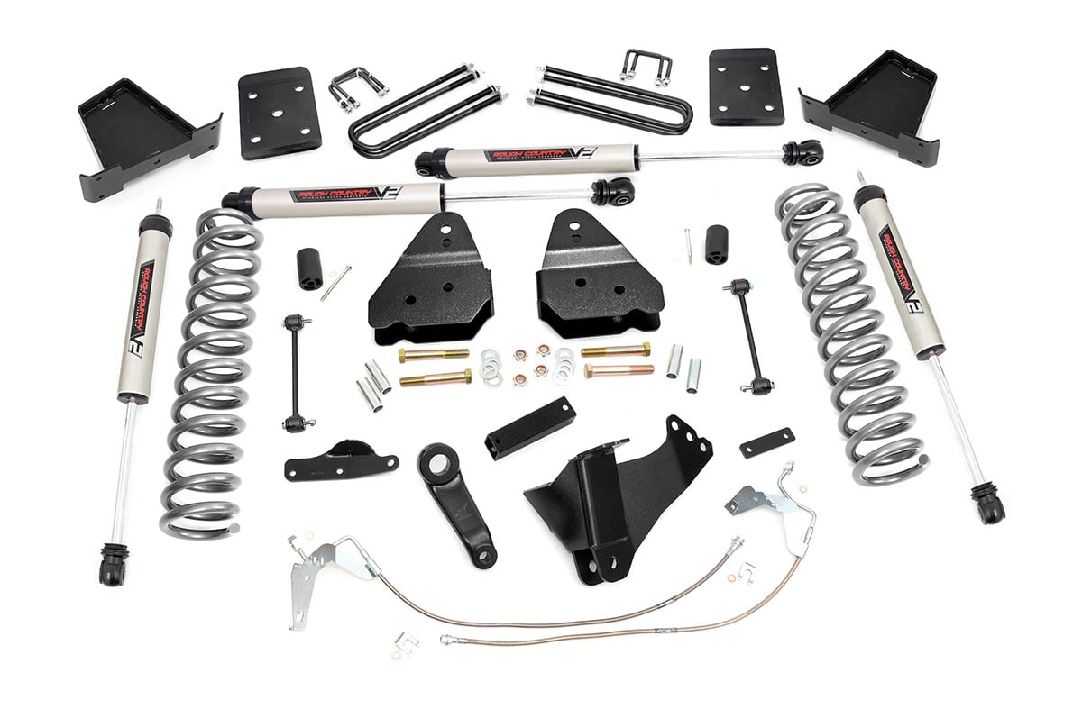 Rough Country 4.5in Suspension Lift Kit for Ford F-250/350 W/V2 Shocks 08-10 47870