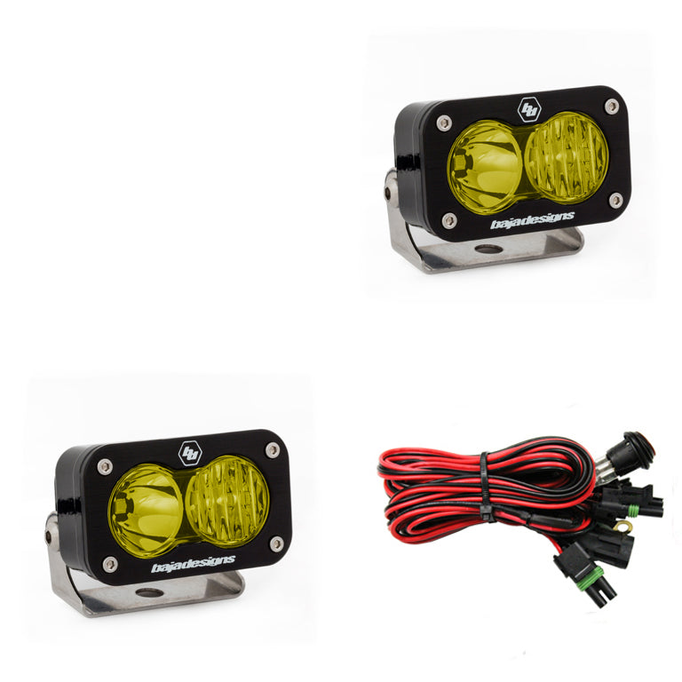 S2 Pro Black LED Light Pod Pair (Driving/Combo; Amber) -1