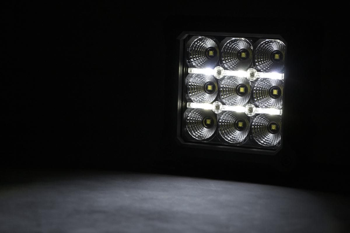 Rough Country 4-inch Square Cree LED Lights-Pair Chrome Series w/ Cool White DRL 70905DRL