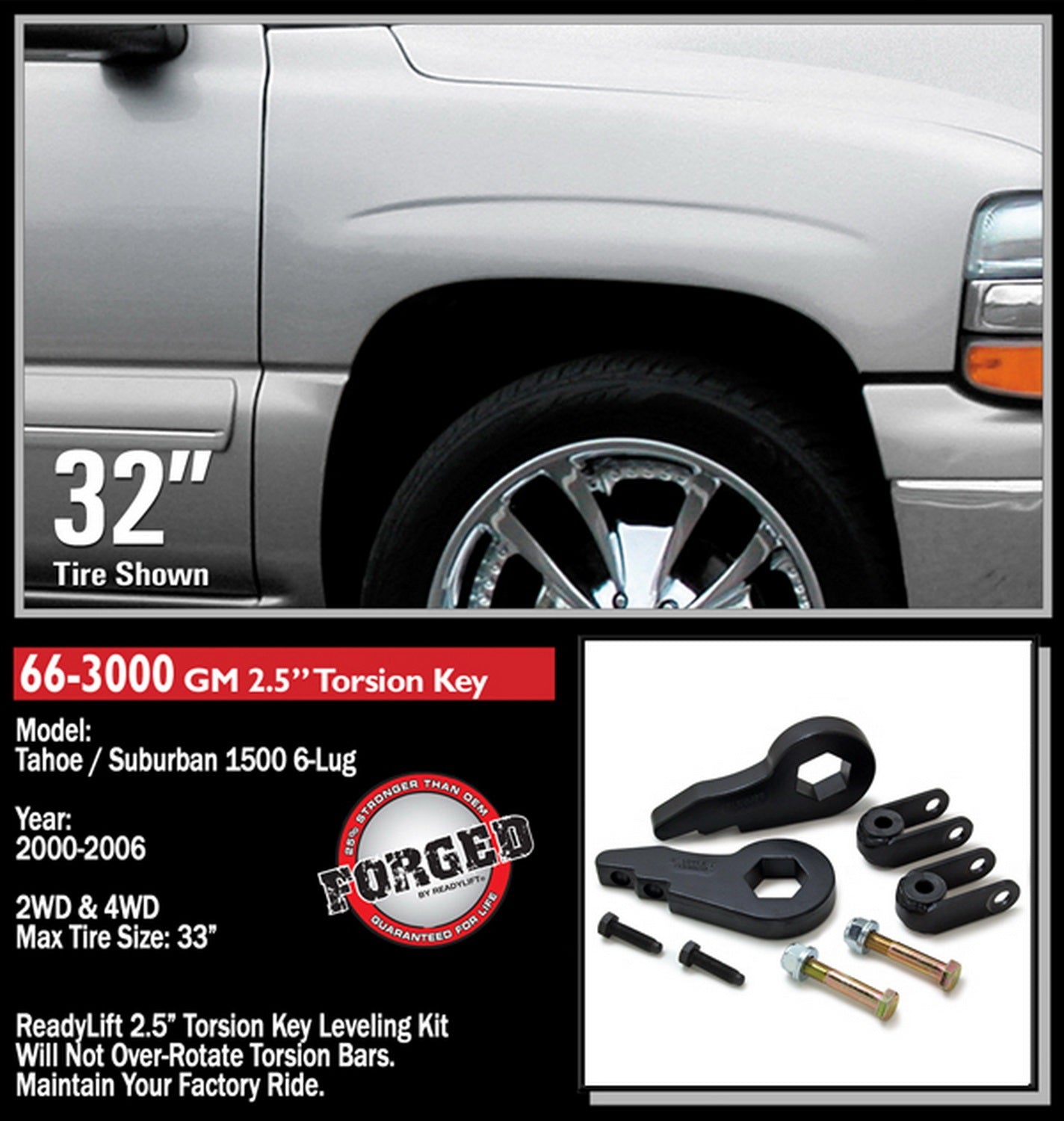 ReadyLift 2.5" Front Leveling Kit W Torsion Key GM Full-Size Truck SUV 1500 -5