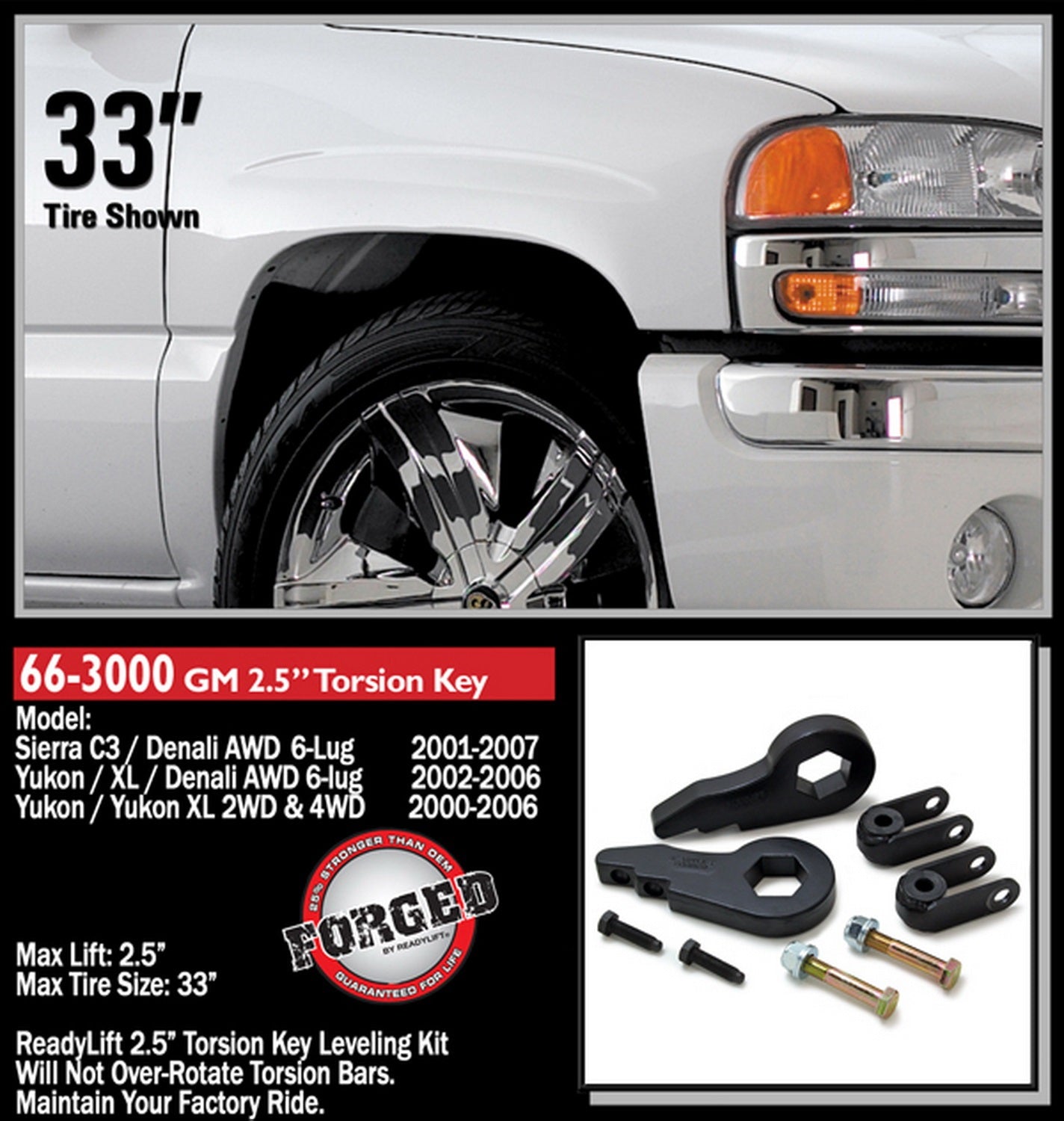 ReadyLift 2.5" Front Leveling Kit W Torsion Key GM Full-Size Truck SUV 1500 -6