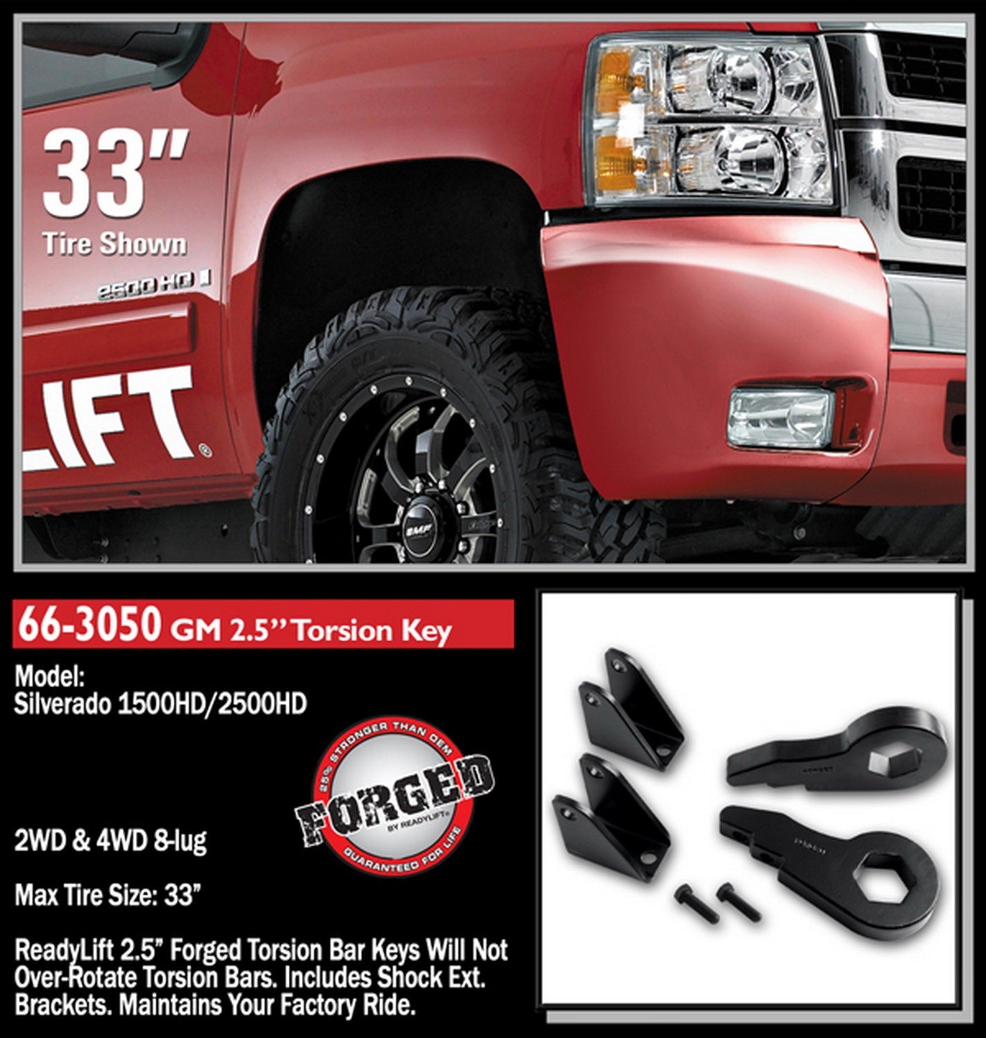 ReadyLift 2.5" Leveling Kit W Forged Torsion Key GM Full-Size Truck SUV 00-12 -3