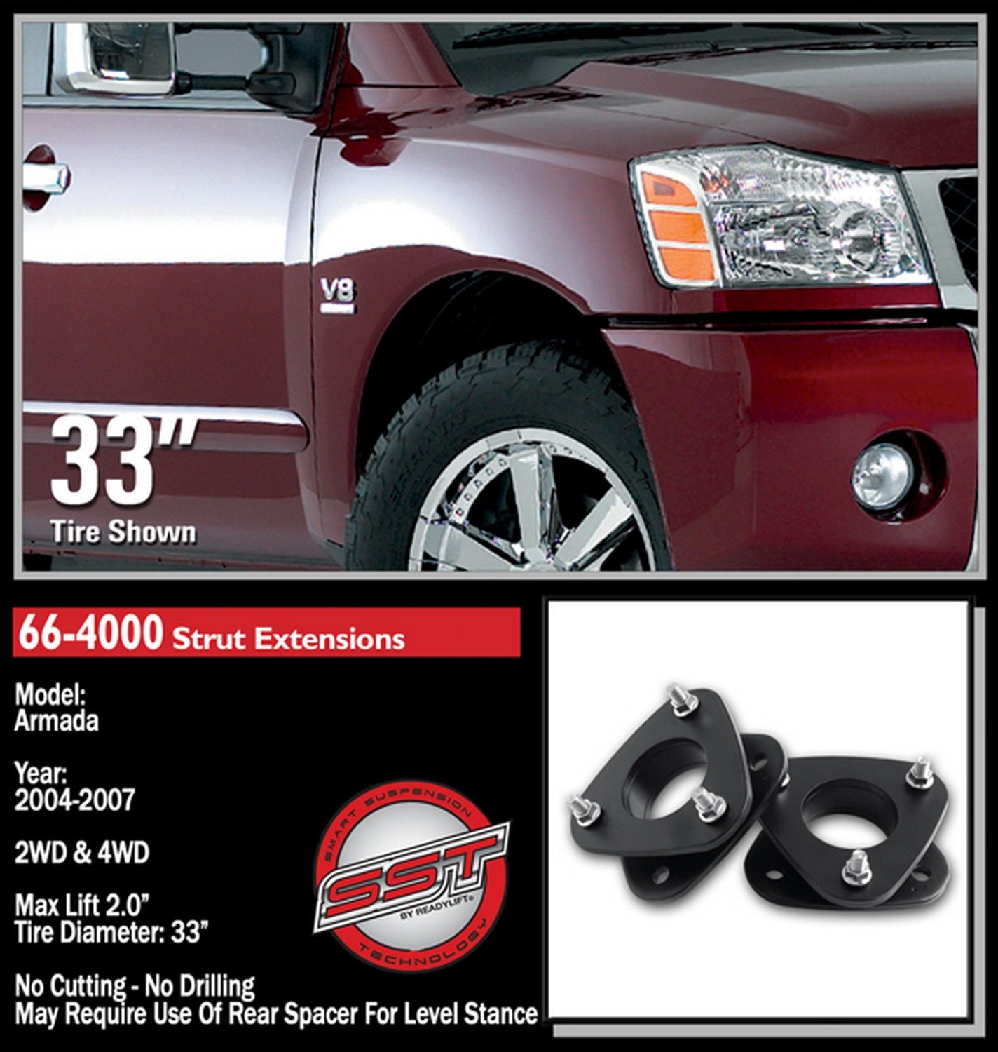 ReadyLift 2" Front Leveling Kit for Nissan Titan Armada QX56 2004-2007 -3