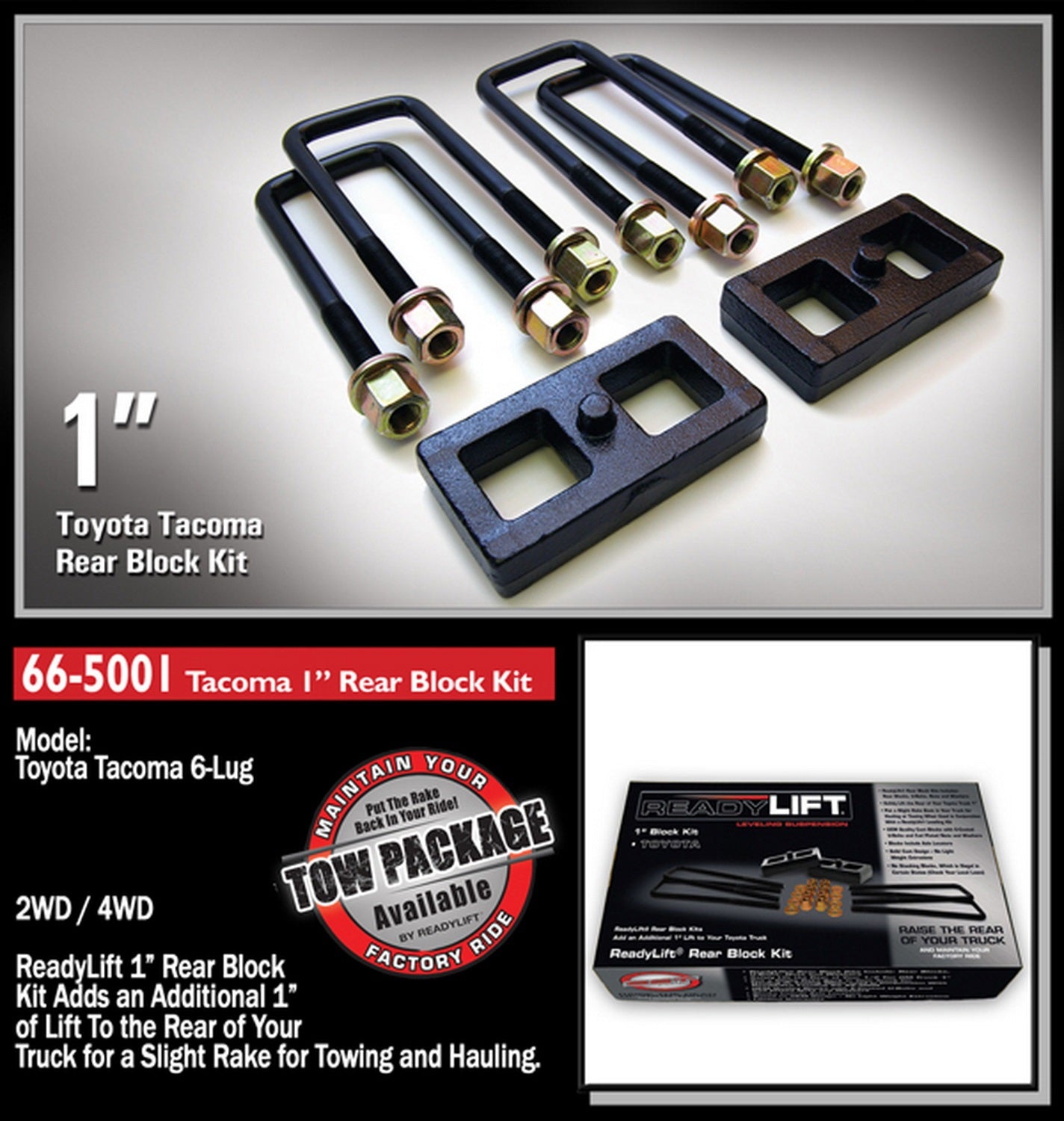 ReadyLift 1" Rear Block Kit for Toyota Tundra 1995-2021 Tacoma 1995-2023 -2