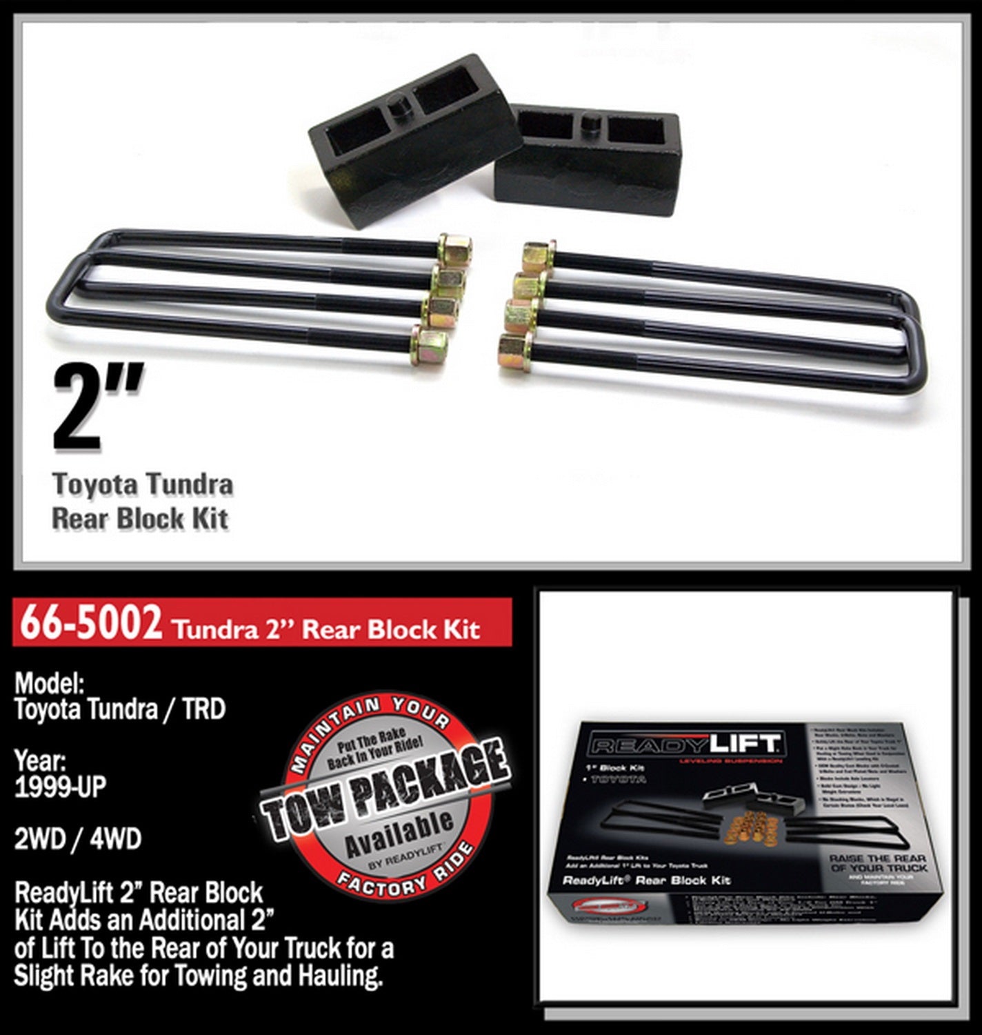 ReadyLift 2" Rear Block Kit for Toyota Tundra 1995-2021 Tacoma 1995-2023 -2