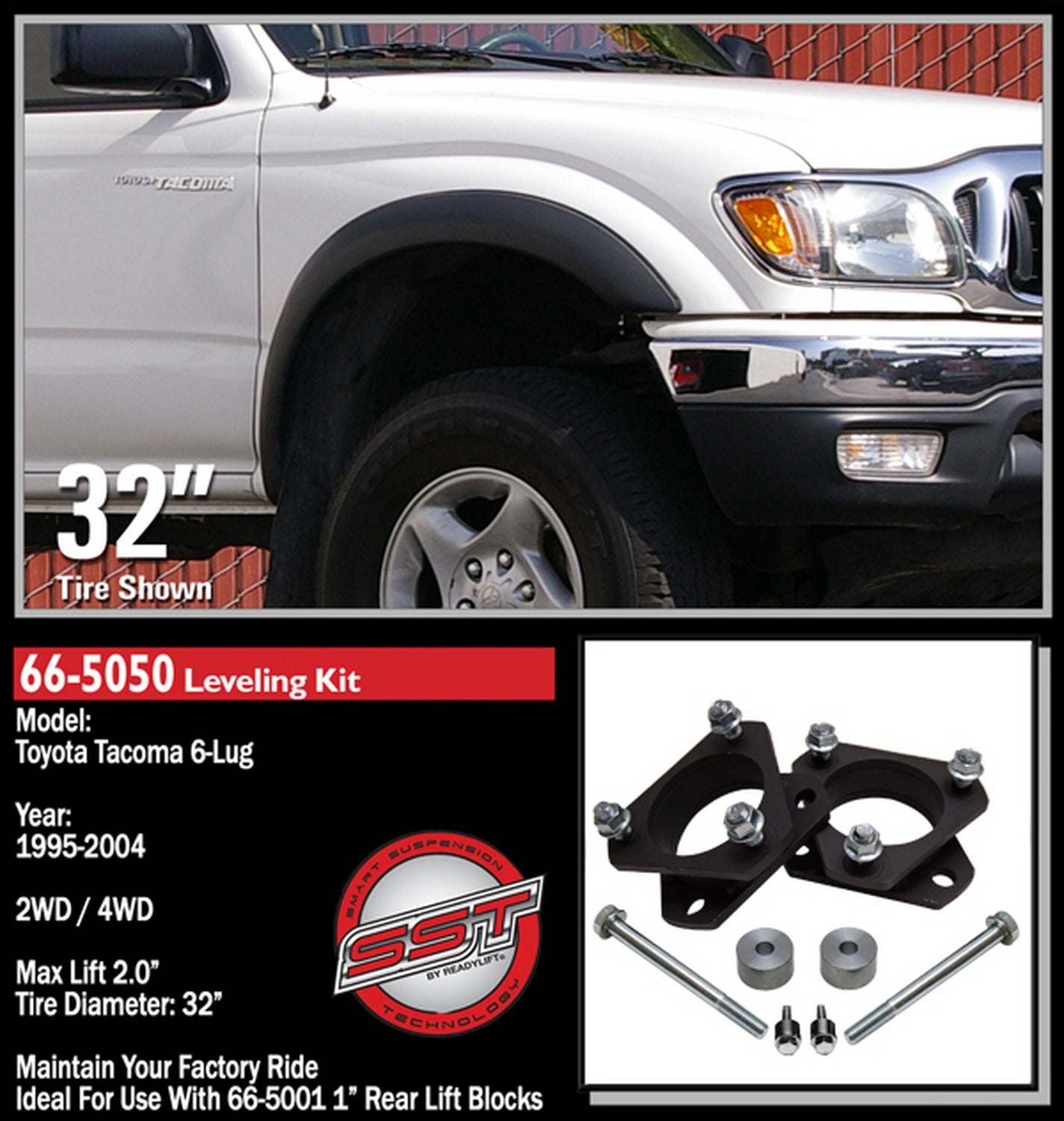 ReadyLift 2" Front Leveling Kit for Toyota Tacoma 6-Lug 1995.5-2004 -2