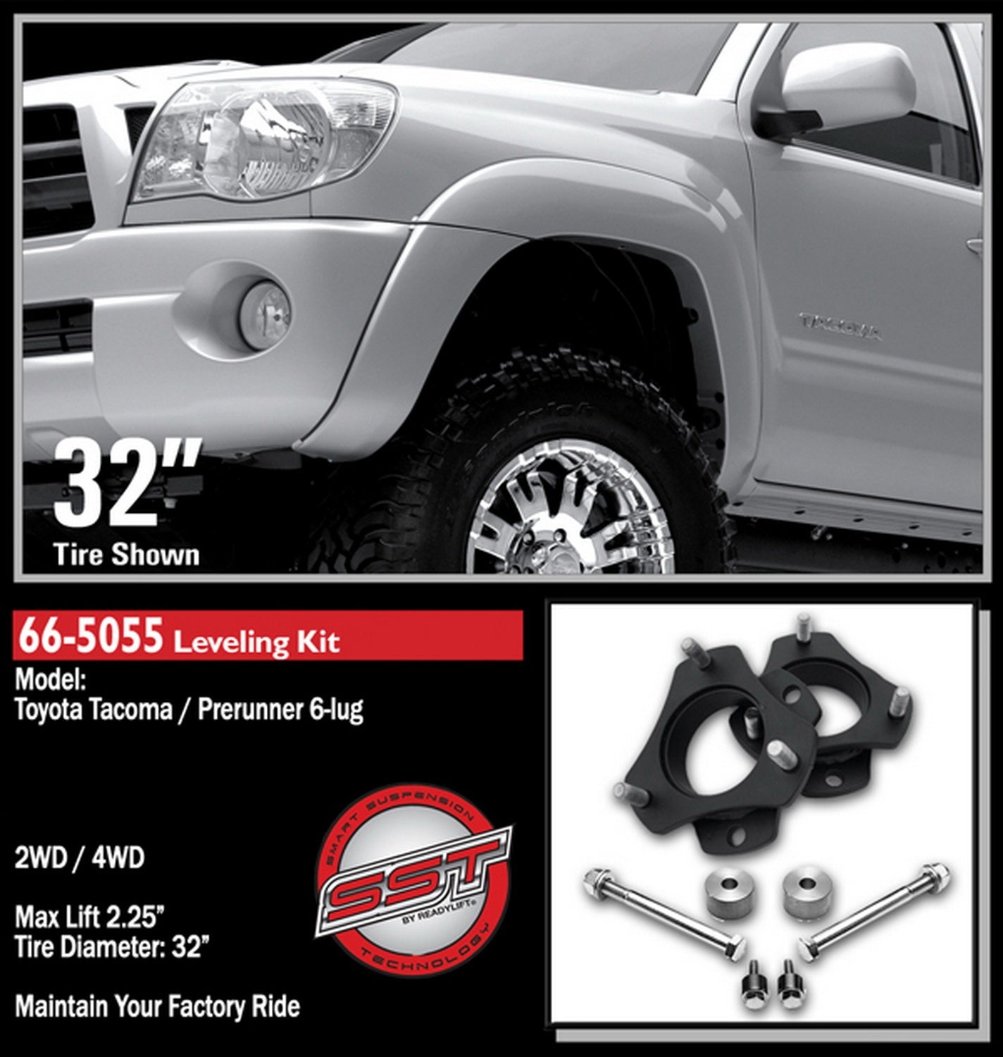 ReadyLift 2.25" Front Leveling Kit for Toyota Tacoma 6-Lug 2005-2023 -2