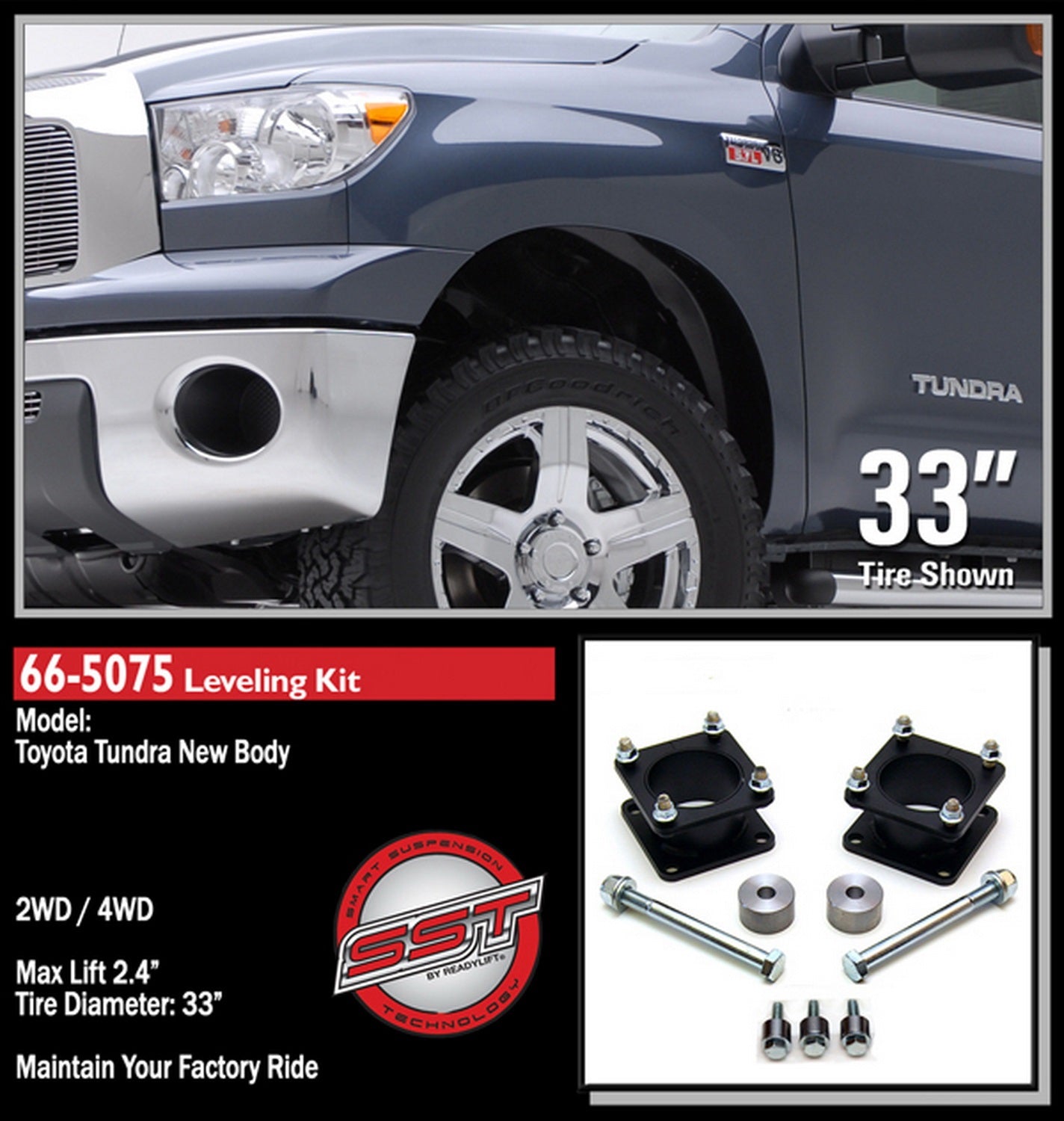 ReadyLift 2.4" Front Leveling Kit for Toyota Tundra 2007-2021 -2