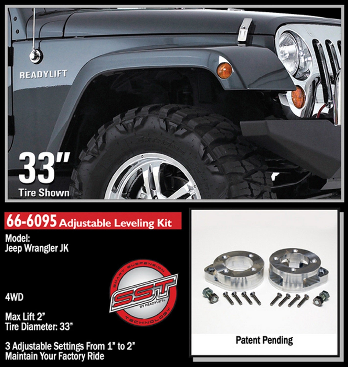 ReadyLift 1-2" Front Leveling Kit for Jeep JK Wrangler 4WD 2007-2018 -5