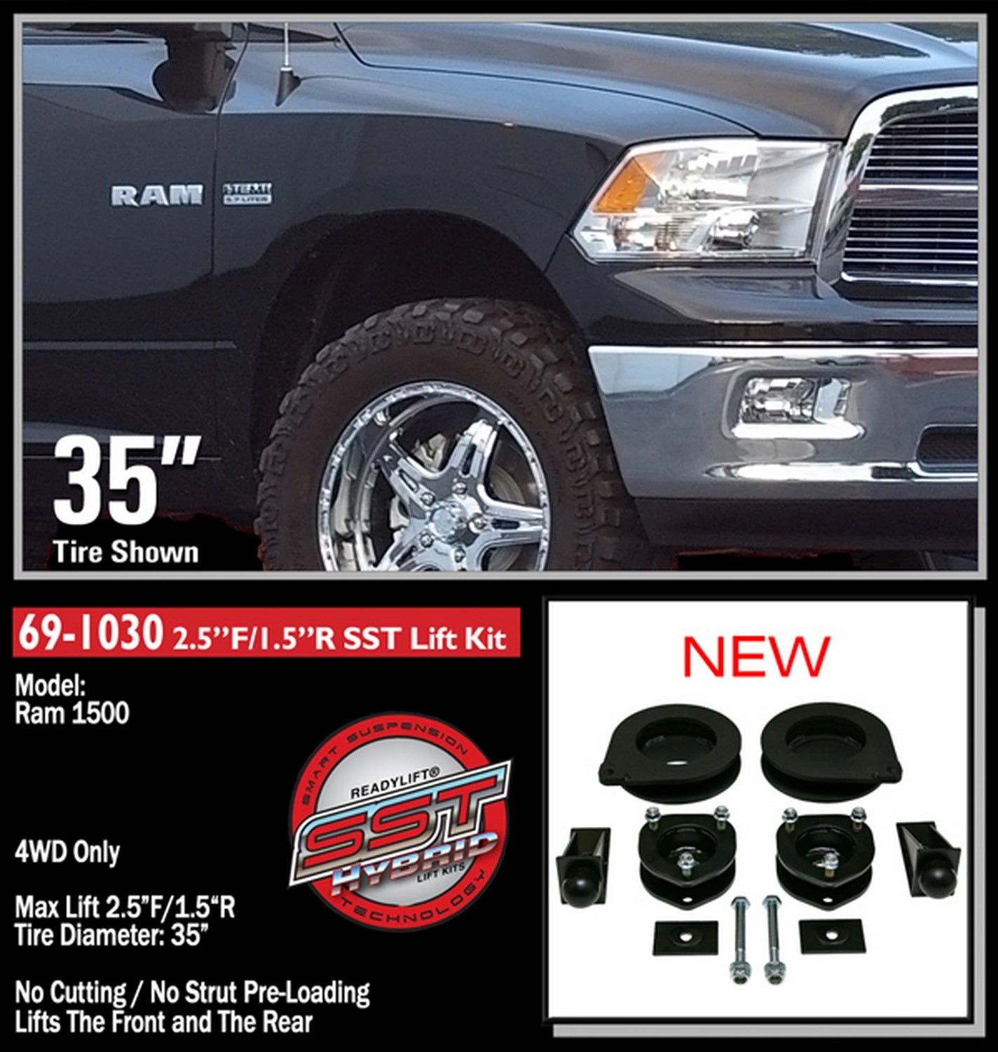 ReadyLift 2.5" SST Lift Kit for Dodge Ram 1500 4WD 2009-2012 -2
