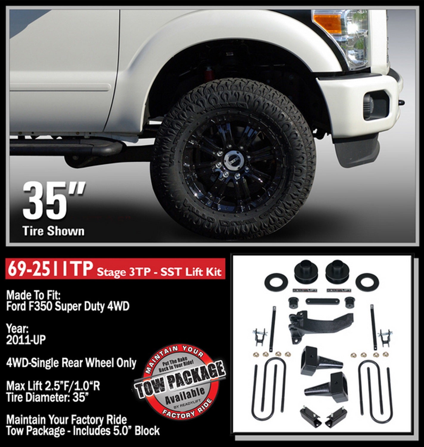 Readylift Suspension Lift Kit 11-16 for Ford Superduty 2.5" W/5" R 69-2511TP -3