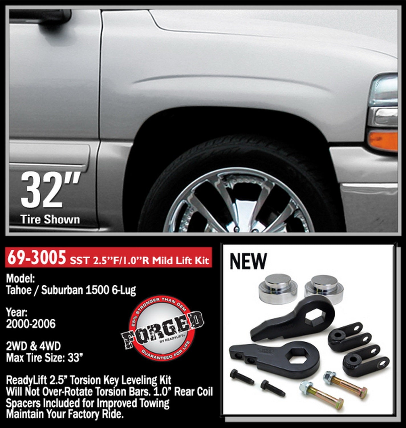 ReadyLift 2.5"F 1"R SST Lift Kit GM SUV SUT 1500 2000-2006 -2