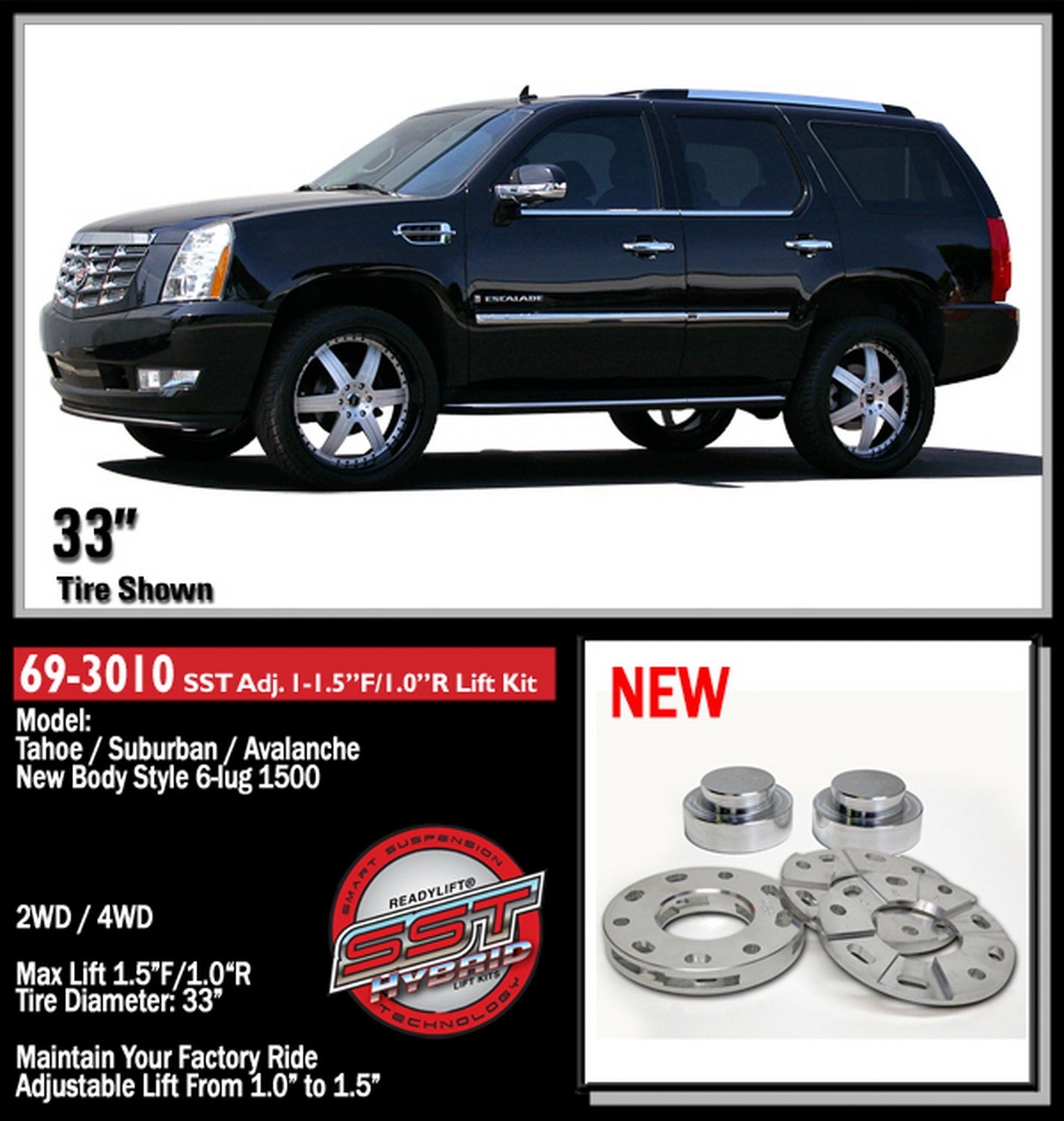 ReadyLift 1"-1.5"F Adjustable 1"R SST Lift Kit GM SUV SUT 1500 2007-2020 -2