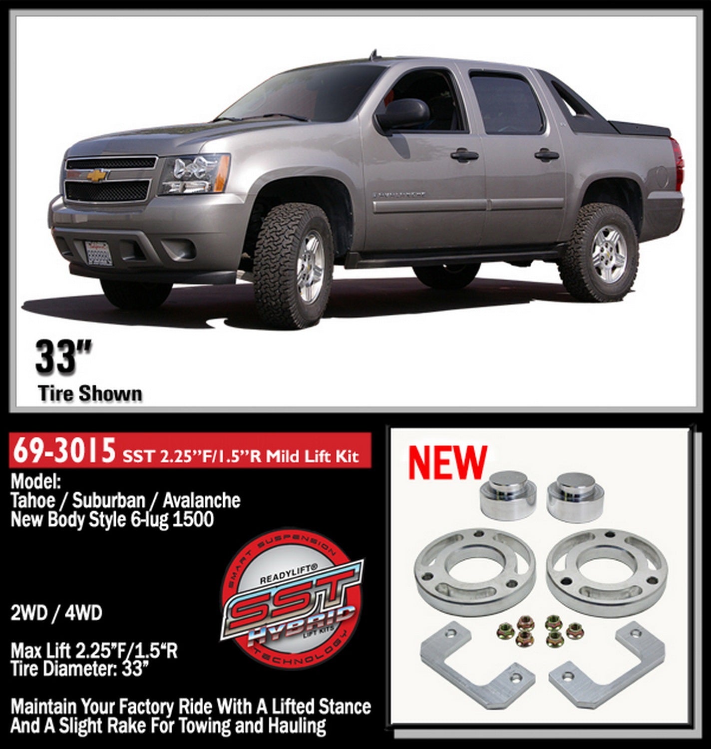 ReadyLift 2.25"F 1.5"R SST Lift Kit GM SUV 1500 2007-2020 -2