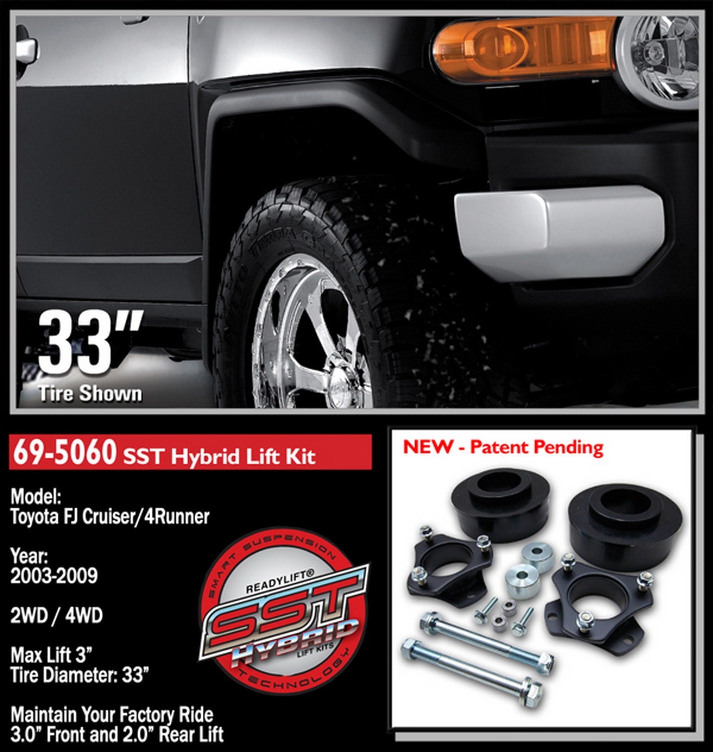 ReadyLift 3"F 2"R SST Lift Kit for Toyota FJ Cruiser 2005-2014 4Runner 2003-2023 -2