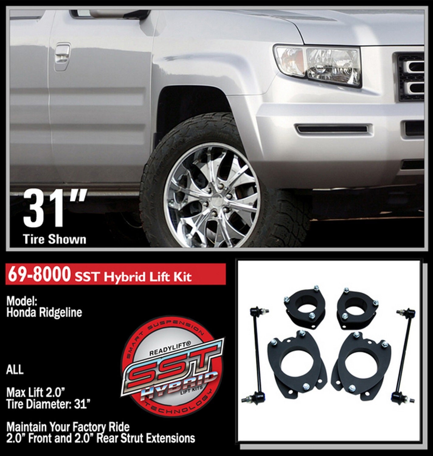 ReadyLift 2" SST Lift Kit for Honda Ridgeline 2006-2016 -2